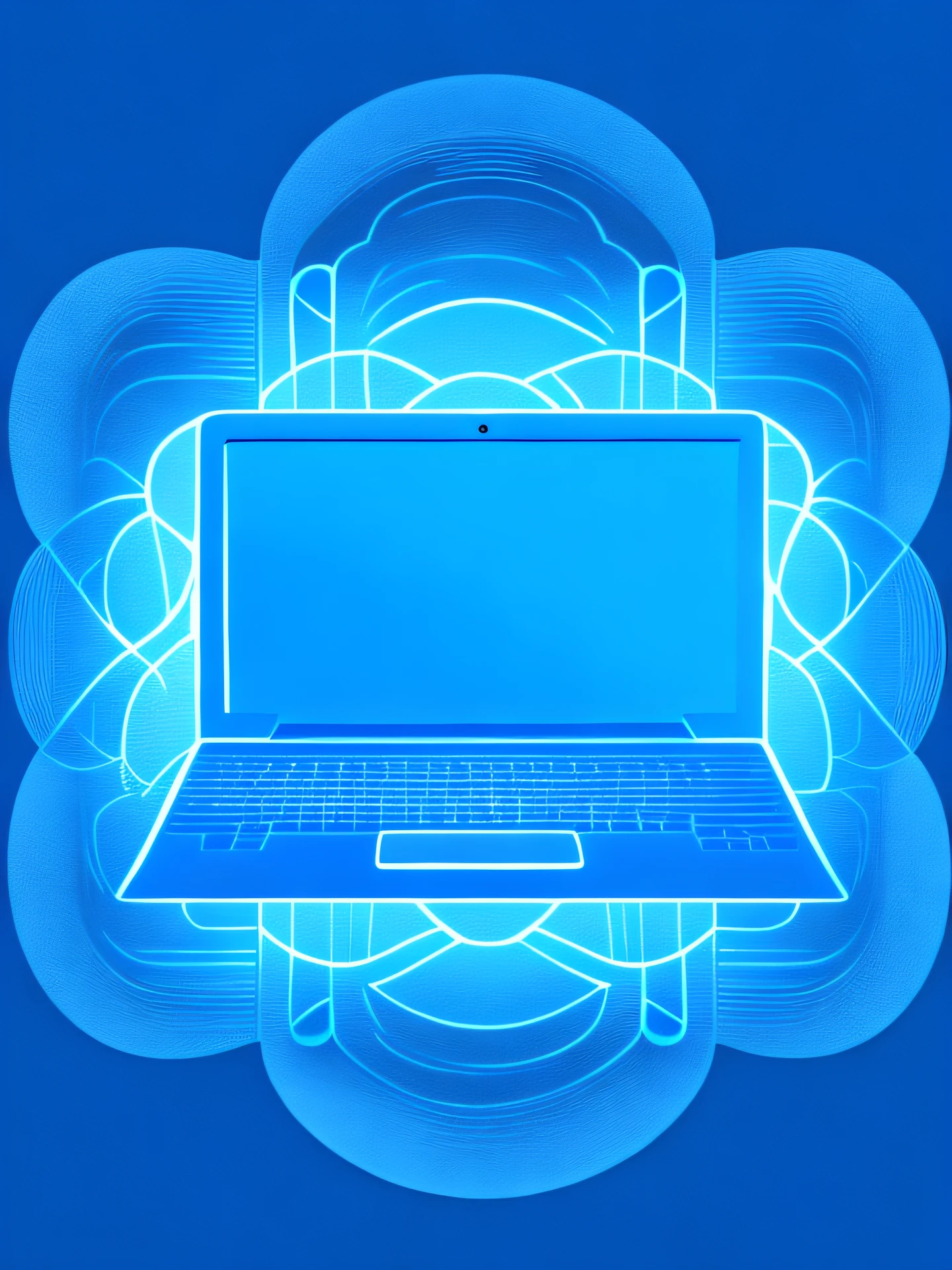 A simple and modern pattern,Use the silhouette of a laptop,Symbolizes technology and innovation。 Use smooth lines to outline patterns,Blue and gray color scheme,Epic composition,T-shirt design,rzminjourney,vectorial art,tmasterpiece