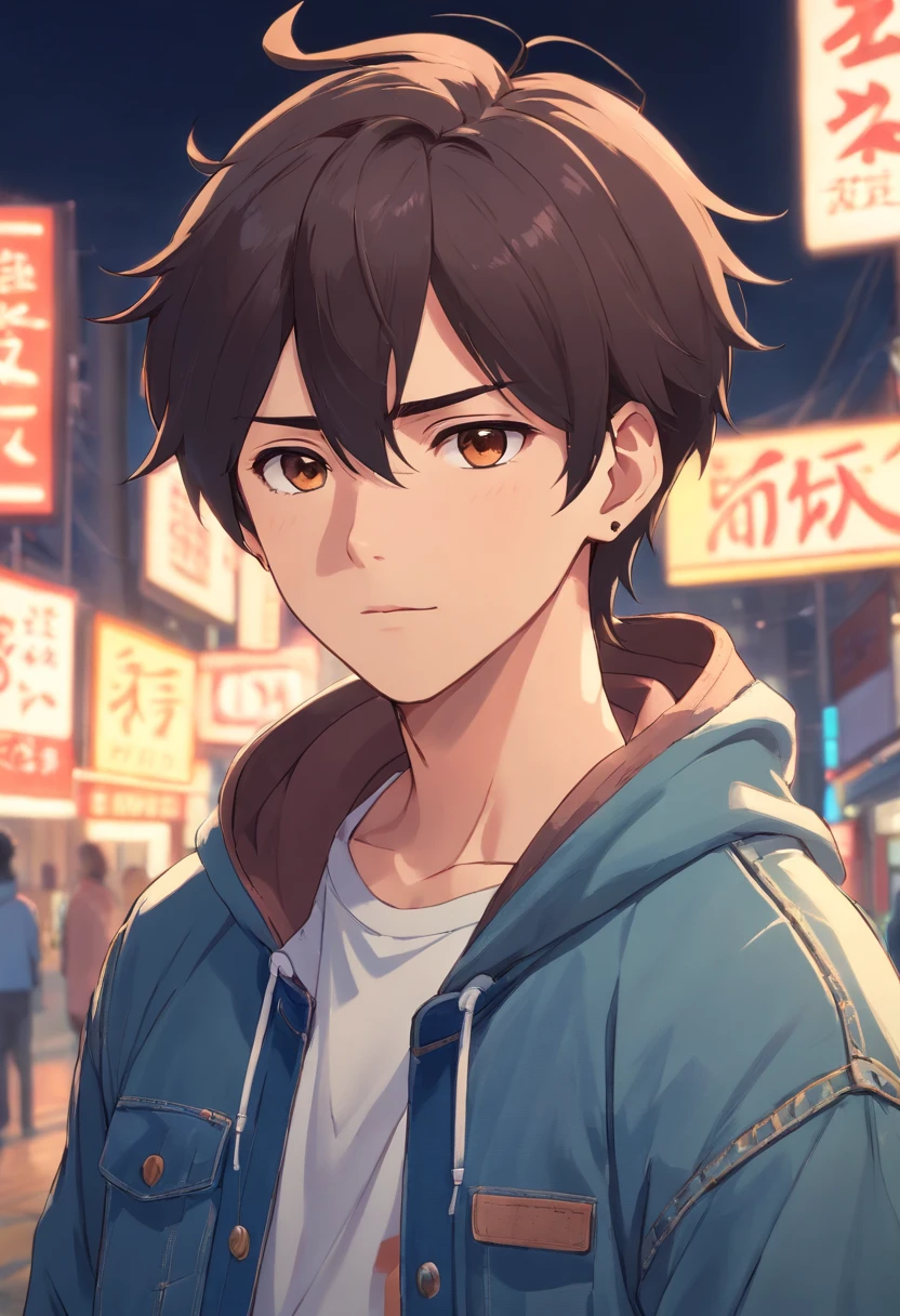 male character, 32years old, A dark-haired, Brown-eyed, earrings in the ears, beautidful eyes, hooded sweatshirt, arm tatoo, Denim Jeans Pants,full bodyesbian,De front