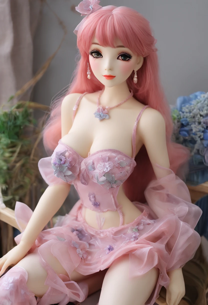 hightquality、top-quality、masterpiece、8K、A hyper-realistic、Ridiculous、1 girl in、Perfect cute girl、cute little、s Office、Business suits、pencil skirts、red blush、poneyTail、mideum breasts、Clear skin、High transparency、(Slender and beautiful girl)、(Glossy)、sitting on、(Fluffy breasts、Cheating skirt:1.2)、