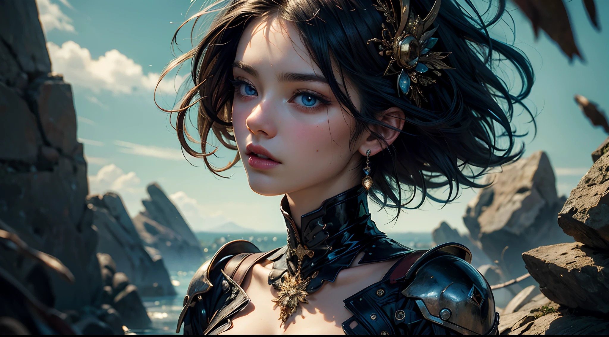 (masterpiece, top quality, best quality, official art, beautiful and aesthetic:1.2), (1girl), extreme detailed,(fractal art:1.3), highest detailed, black hair, blue eyes, pale skin, black clothes