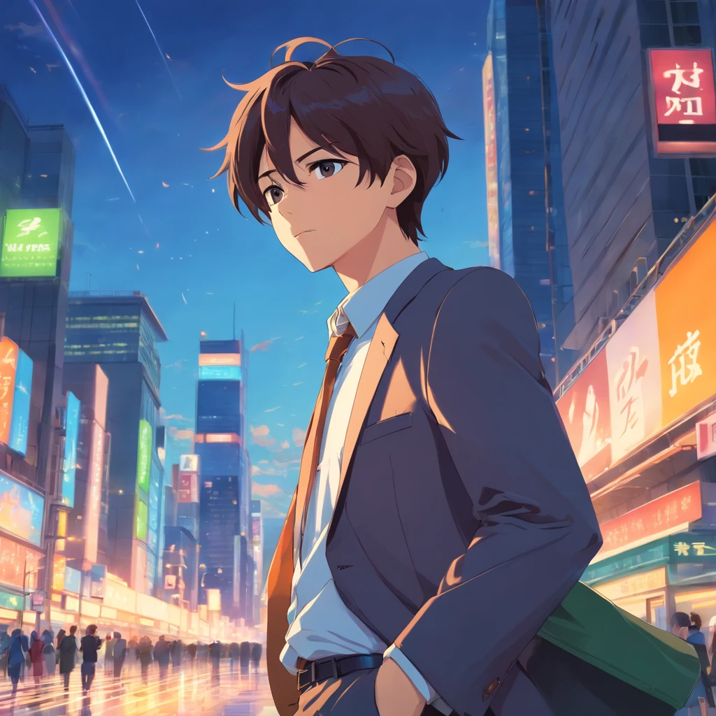 (masutepiece)), (((Best Quality))), ((Ultra-detailed)), 1 male,Web Writer,japanes,I'm using a MacBook,Suit is coming