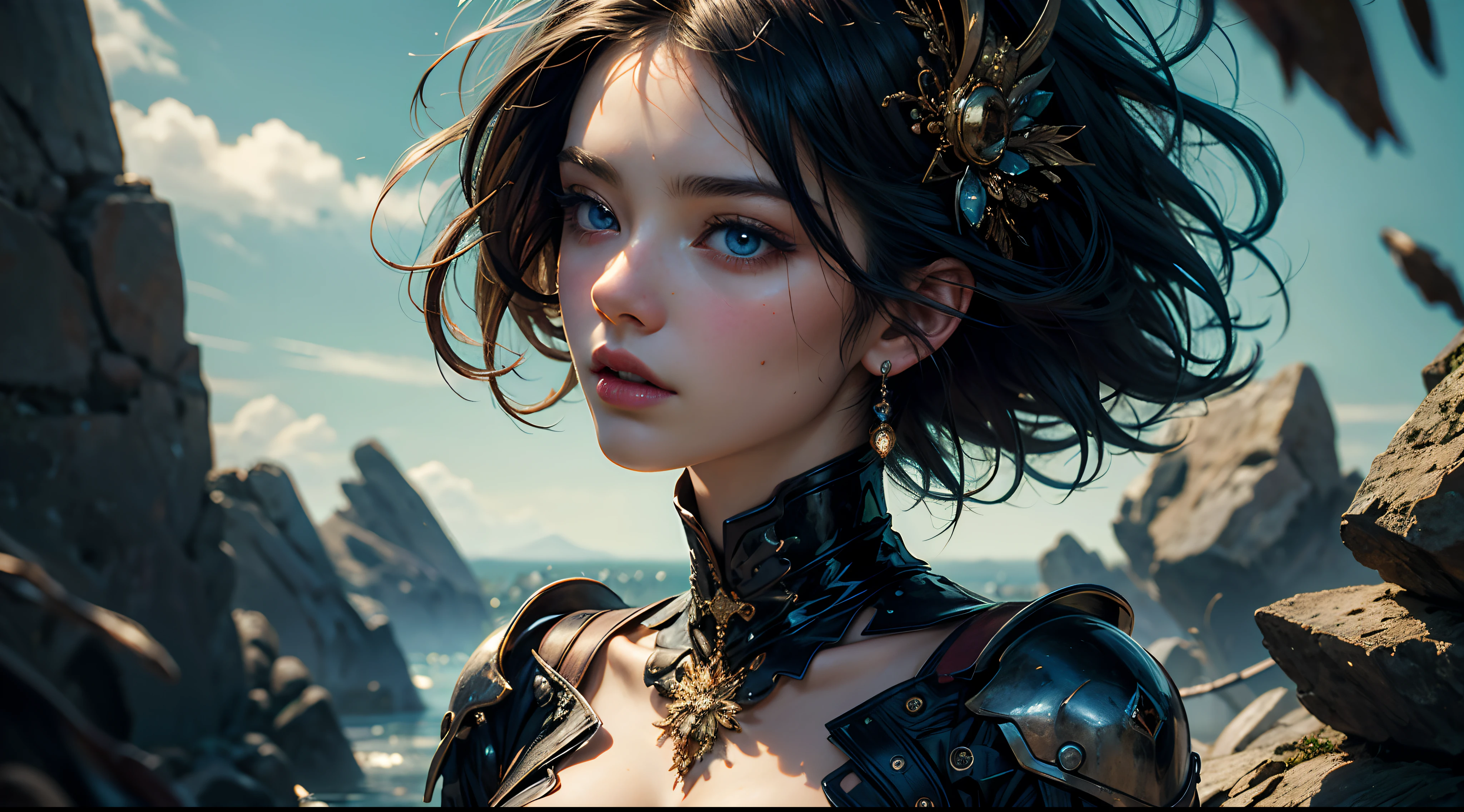 (masterpiece, top quality, best quality, official art, beautiful and aesthetic:1.2), (1girl), extreme detailed,(fractal art:1.3), highest detailed, black hair, blue eyes, pale skin, black clothes