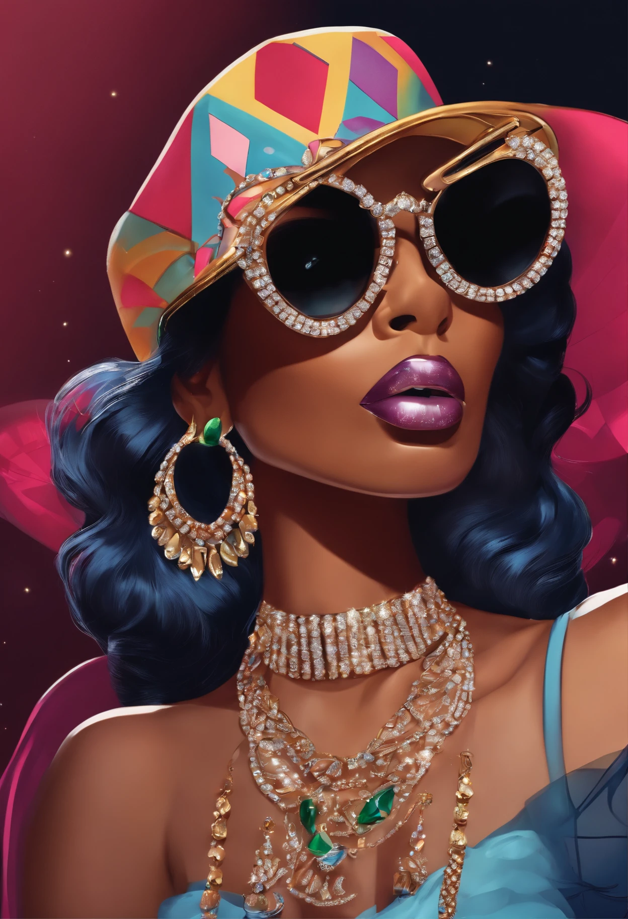 High Resolution picture of cartoon Characters, dress as a American Hip Pop artist with diamond jewelry