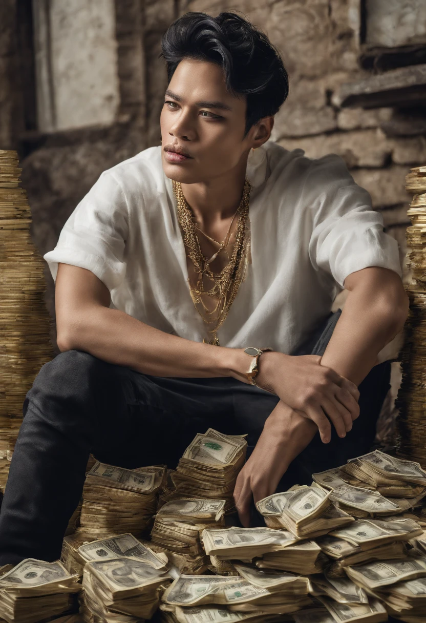 1
a close up of a person sitting on a pile of money, luffy from one piece, luffy, badass realistic high resolution 8 k, luffy (one piece, monkey d luffy, realistic wallaper, inspired by Eiichiro Oda, one piece artstyle, monkey d. luffy, 4 k manga wallpaper, from one piece, one piece style, realistic style 4 k, cool rich high resolution background, wearing balenciga shirt and Dior pants, with diamond Rolex and customized diamond necklace, wearing Dior shoes high resolution image