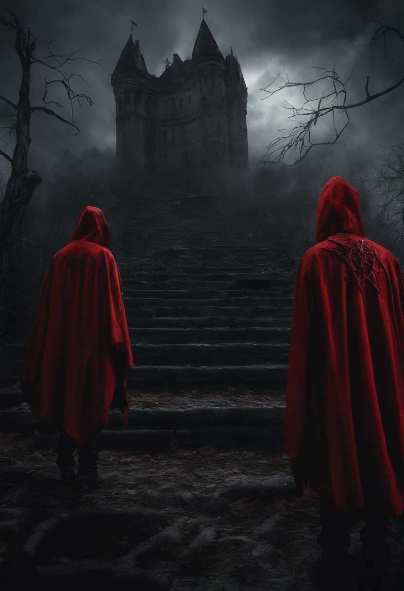 Beautiful Succubus, Black hair, Red eyes, Runic Tattoos, bones, (((Short bright Red robe, Wings))), holding staff, (((lightening coming from staff))), (((supernatural lighting))), Eerie, nightmarish, (((Mystical fog))), Rainy night, (((wizard tower in background))). Photo realistic, 8k post-ptoduction, cinematic shot, Ultra Detailed, High detail, sharp focus, intricate details