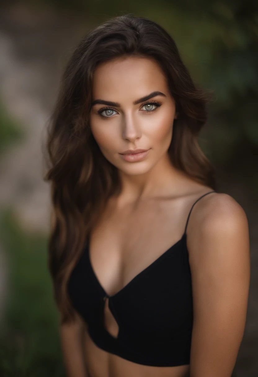 Arafed woman with a white tank top and necklace, lying at the beach, fille sexy aux yeux verts, Portrait Sophie Mudd, cheveux bruns et grands yeux, selfie of a young woman, Yeux de chambre, Violet Myers, sans maquillage, maquillage naturel, looking straight at camera, Visage avec Artgram, Maquillage subtil, Superbe photo du corps entier, piercing green eyes, Bel angle, pose attrayante, fille mignonne, sexy pose, Image du corps entier, corps entier, Prise de vue du corps entier, brunette goddess, High detail, pose satisfaite, Porter une jupe grise et des bottes, jupe, Bottes