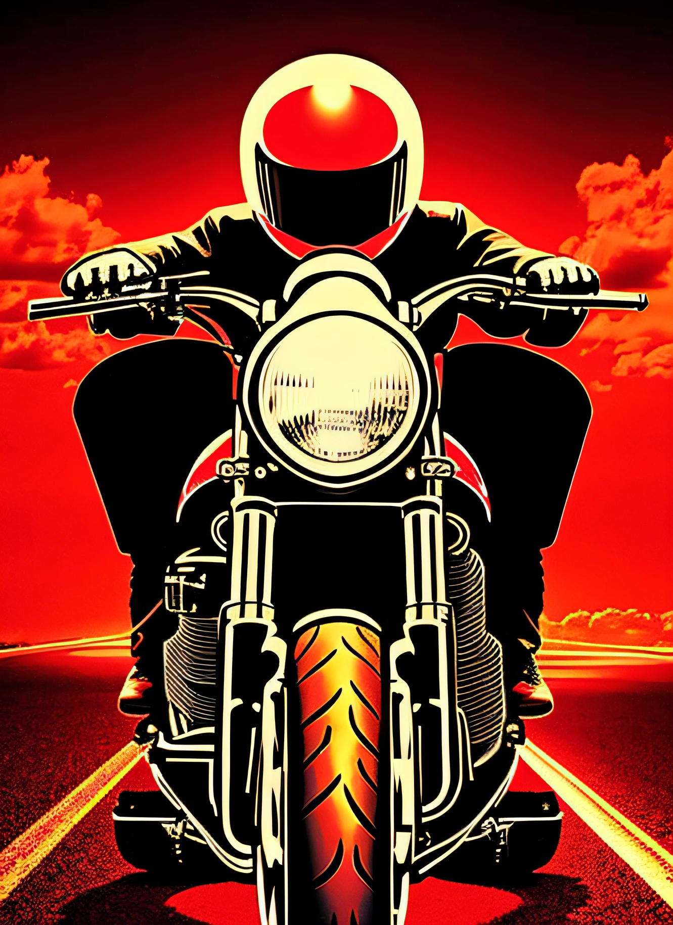 A Honda 750, like ghost rider theme, realism, Full hd