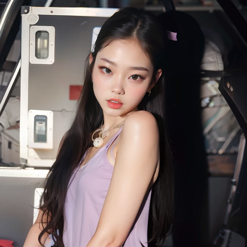 There's a young woman sitting on a stool in a room, jennie blackpink, Gongbi, tzuyu de duas vezes, Wenfei Ye, a young asian woman, gemma chen, Parque Roseanne do Blackpink, young skinny gravure idol, jossi do blackpink, young gravure idol, young asian girl, young pretty gravure idol, Xintong Chen