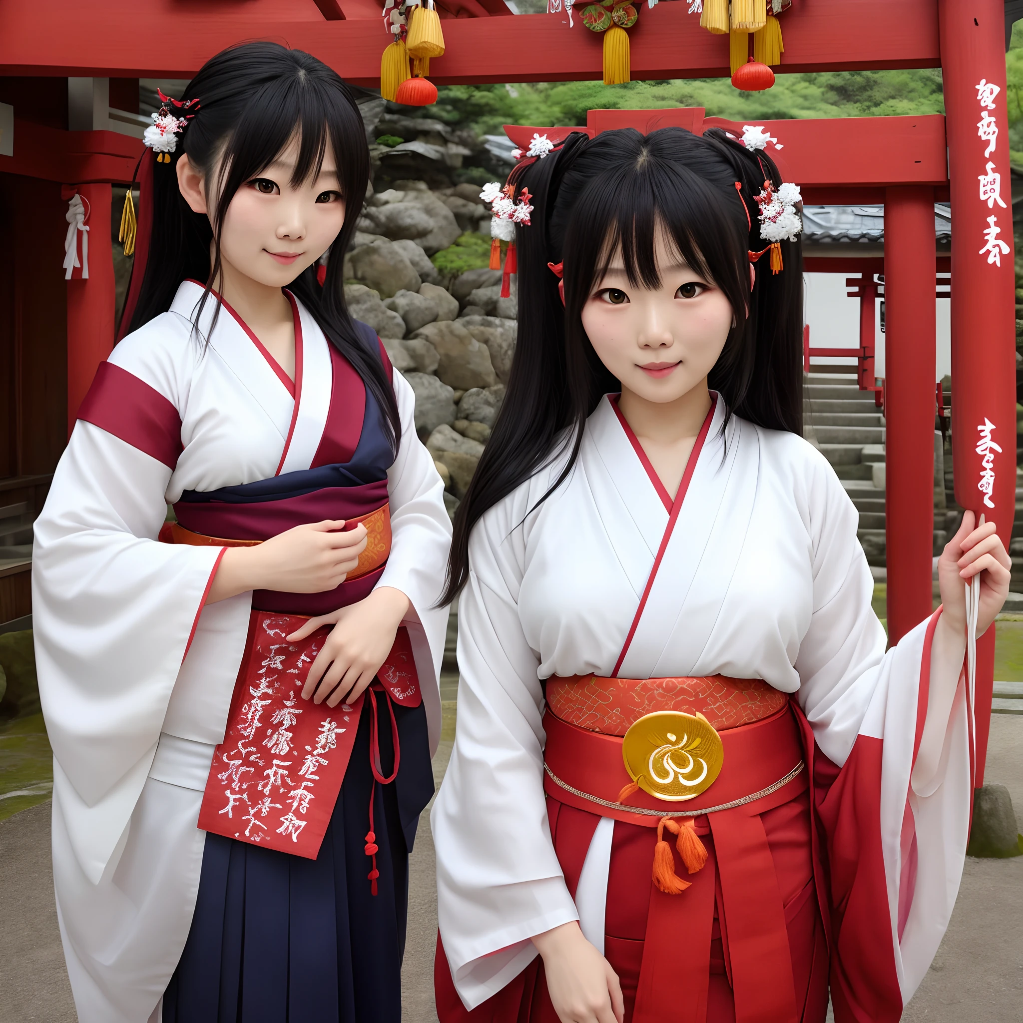 she is wearing miko shrine maiden wear.