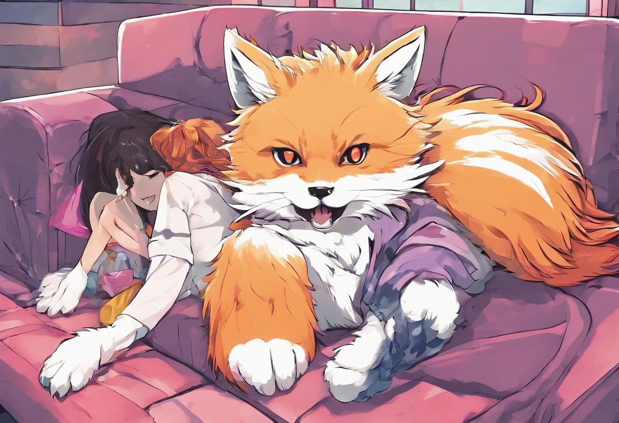 A furry Fury lay on the couch