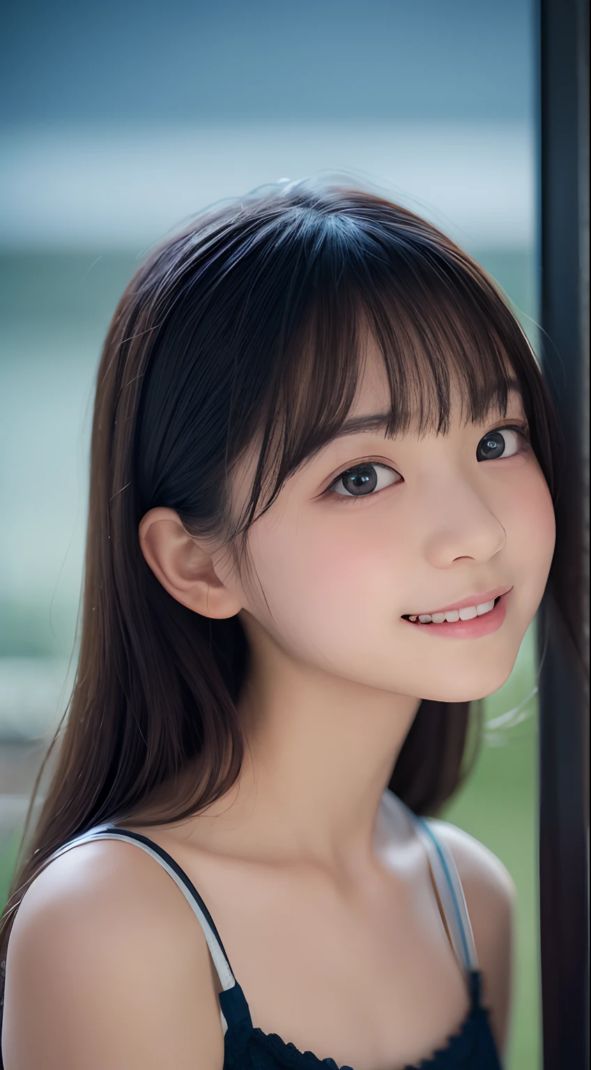 masutepiece, Best Quality, 8K, 8years old, Teen, Raw photo, absurderes, award winning portrait, Smile, Solo, (Night:1.8), Idol face, Delicate girl, Upper body, Digital SLR, Looking at Viewer, Candid, Sophisticated,Thin arms, Professional Lighting, Film grain, chromatic abberation, (Eyes and faces with detailed:1.0), (Bokeh:1.1) , (Western Princess Costume:1.1) , closes mouth , A dark-haired , drooing eyes