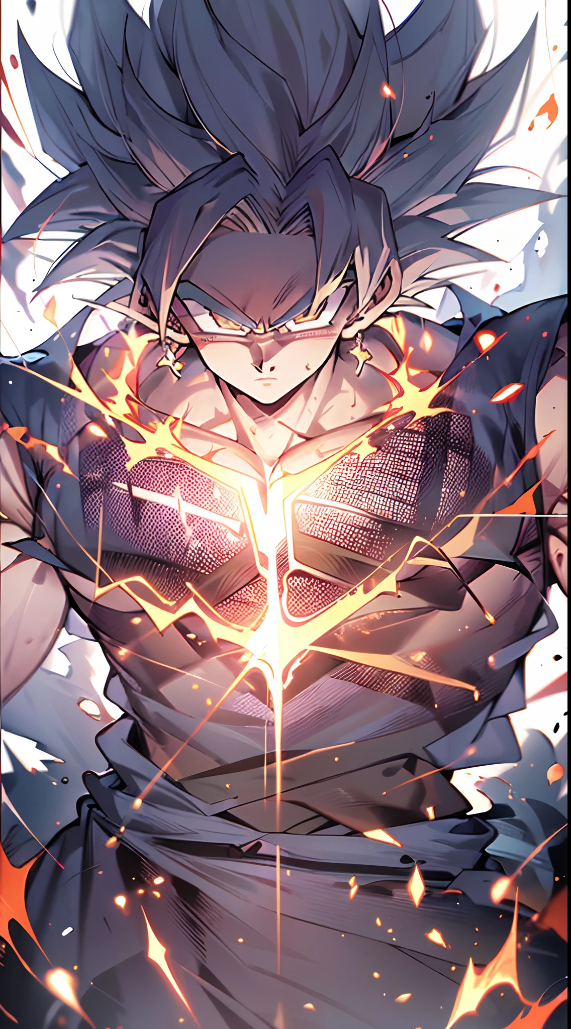 ' Create a high-quality wallpaper featuring (("Goku in Ultra Instinct")) in both 4K and 16K resolutions. Goku should be depicted in a powerful and dynamic pose, radiating an intense aura. The image should capture the essence of his strength and the mesmerizing beauty of his Ultra Instinct form, ensuring it's suitable for the highest quality displays.