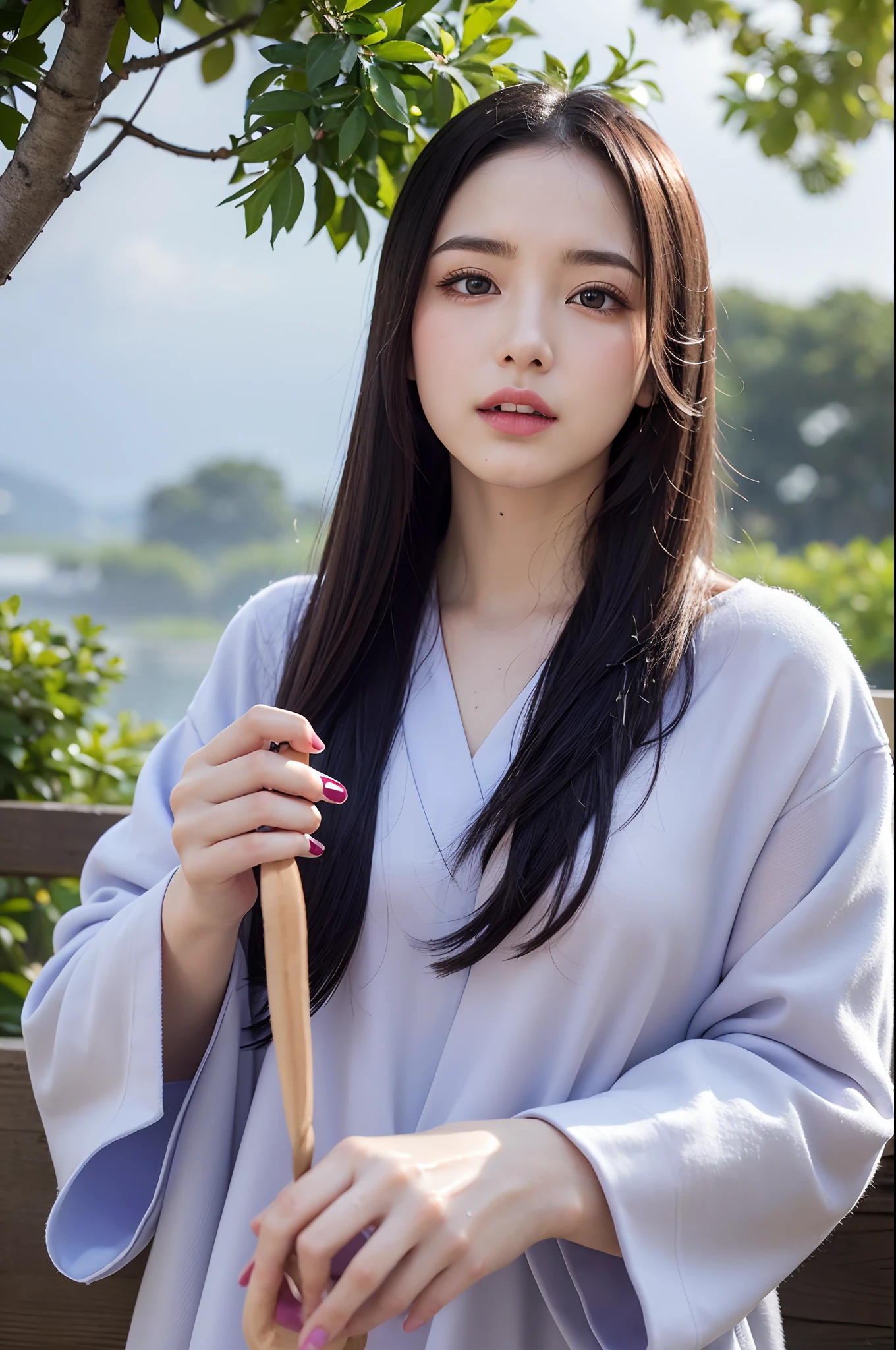 Pieckfinger, ((masutepiece)), Best Quality, 1girl in, eye shadow, Upper body, Portrait, Flowers with hairy pubic hair, Wet wet place, Cloudy sky, Hesitant female genitalia、NSFW、