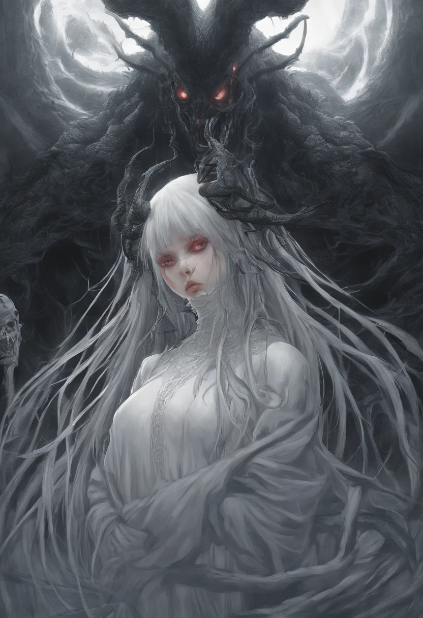 long whitr hair,Japan Female Demon,Climb out of the TV,Reveal sexy huge