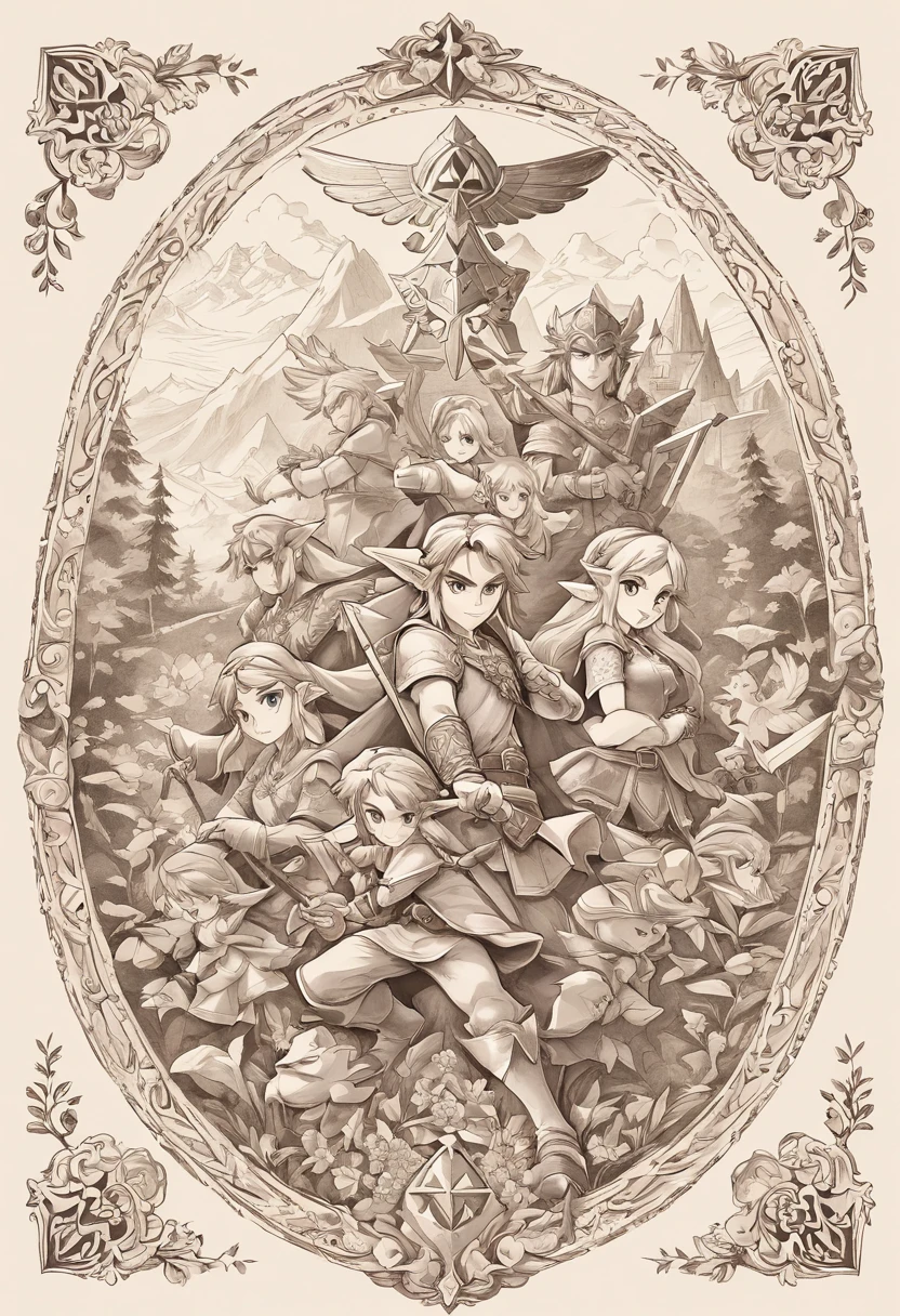 Meisterwerk, best qulaity, 3 Kinder, Zauberwald, Lineart