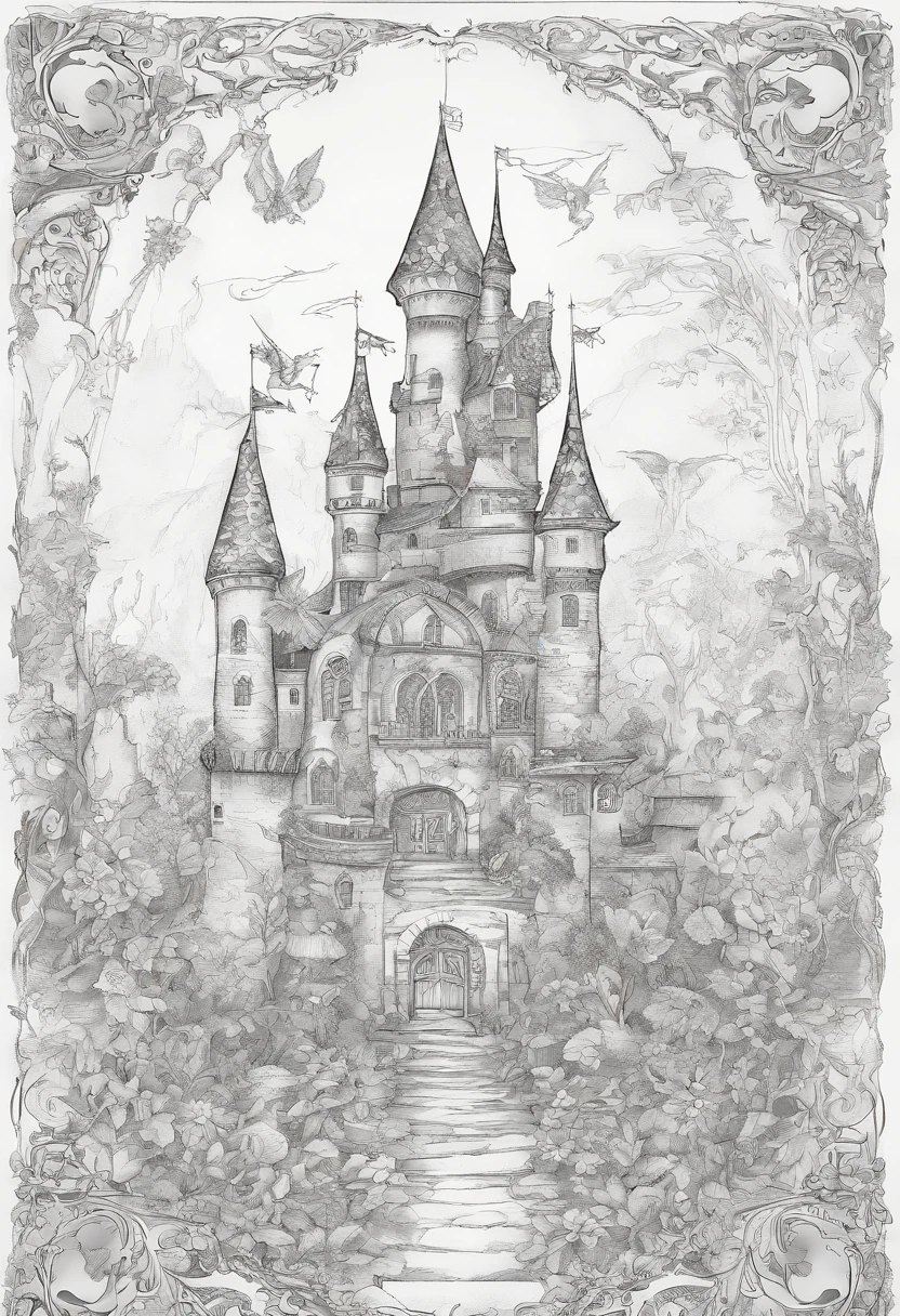 Meisterwerk, best qulaity, 3 Kinder, Zauberwald, Lineart