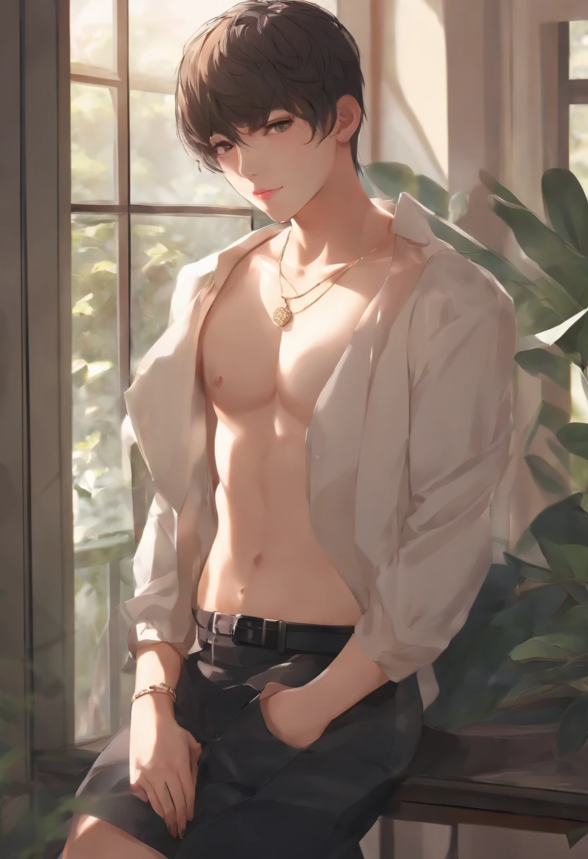 boyish、short-hair、barechested、schools、‎Classroom、Blowjob、Sucking a dick