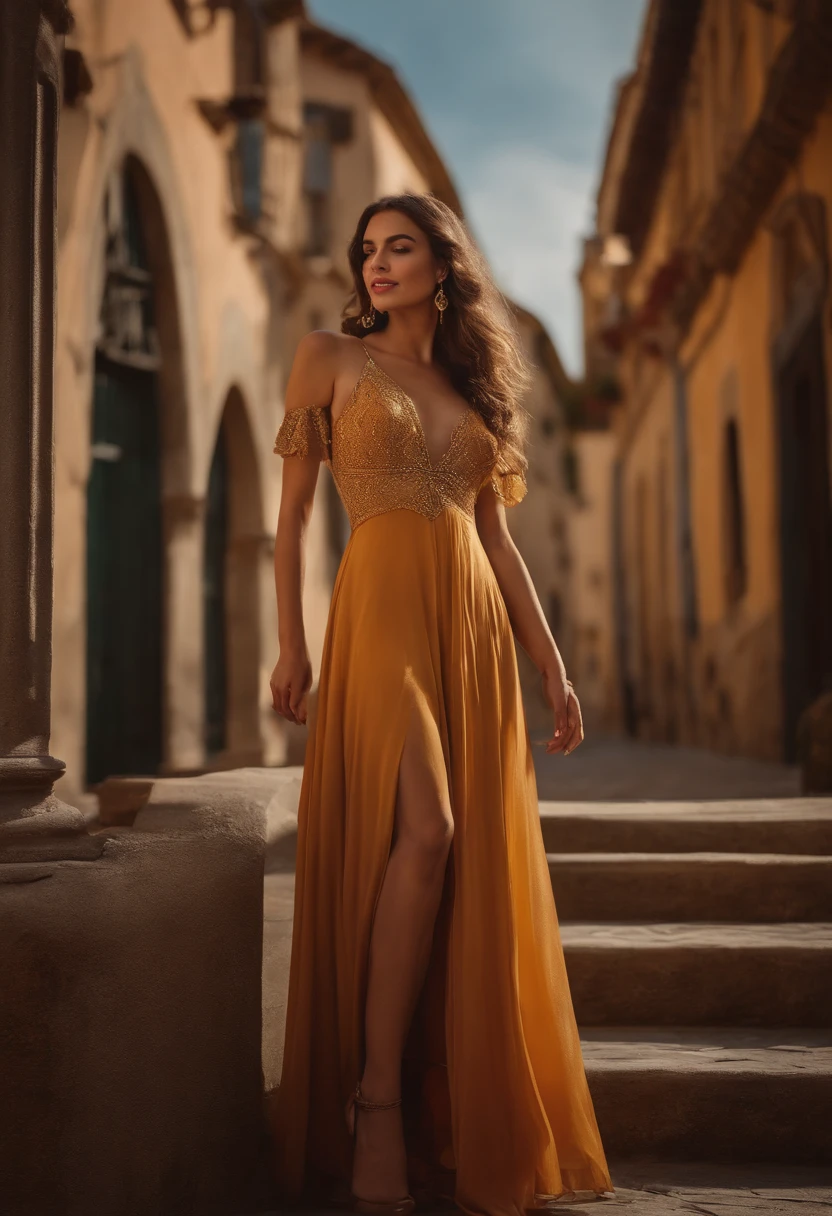 Tempos medievais,A woman in front of her with a self-confident posture and a light expression, outras pessoas conversando ao redor com um tom de julgamento, Reviews, fofocando, Gravado por um florentino chamado Bocazio, K HD |,8k, uma cor