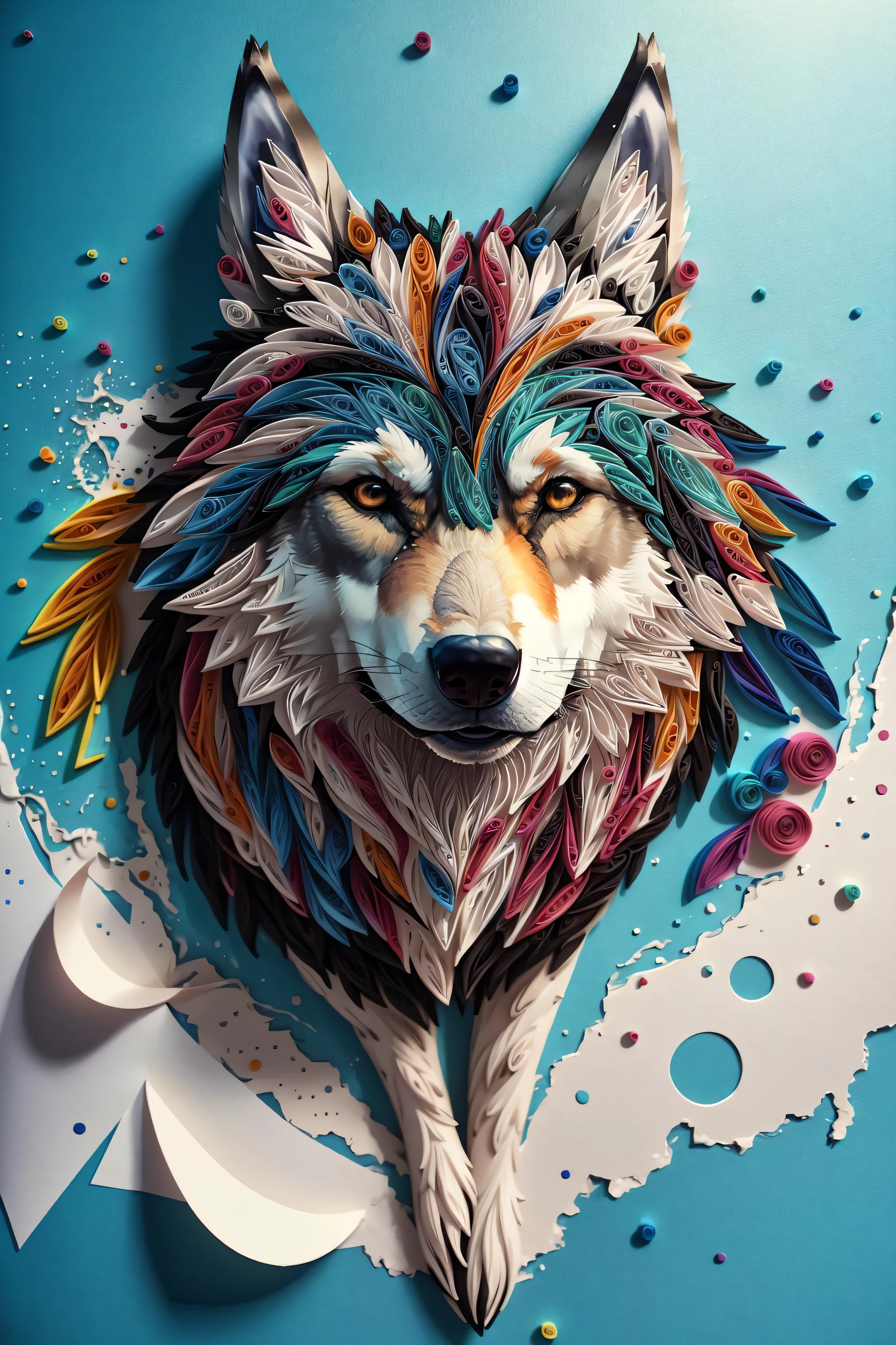 wolf,multi dimensional paper quilling, art, chibi,
yang08k, beautiful, colorful,
masterpieces, top quality, best quality, official art, beautiful and aesthetic,