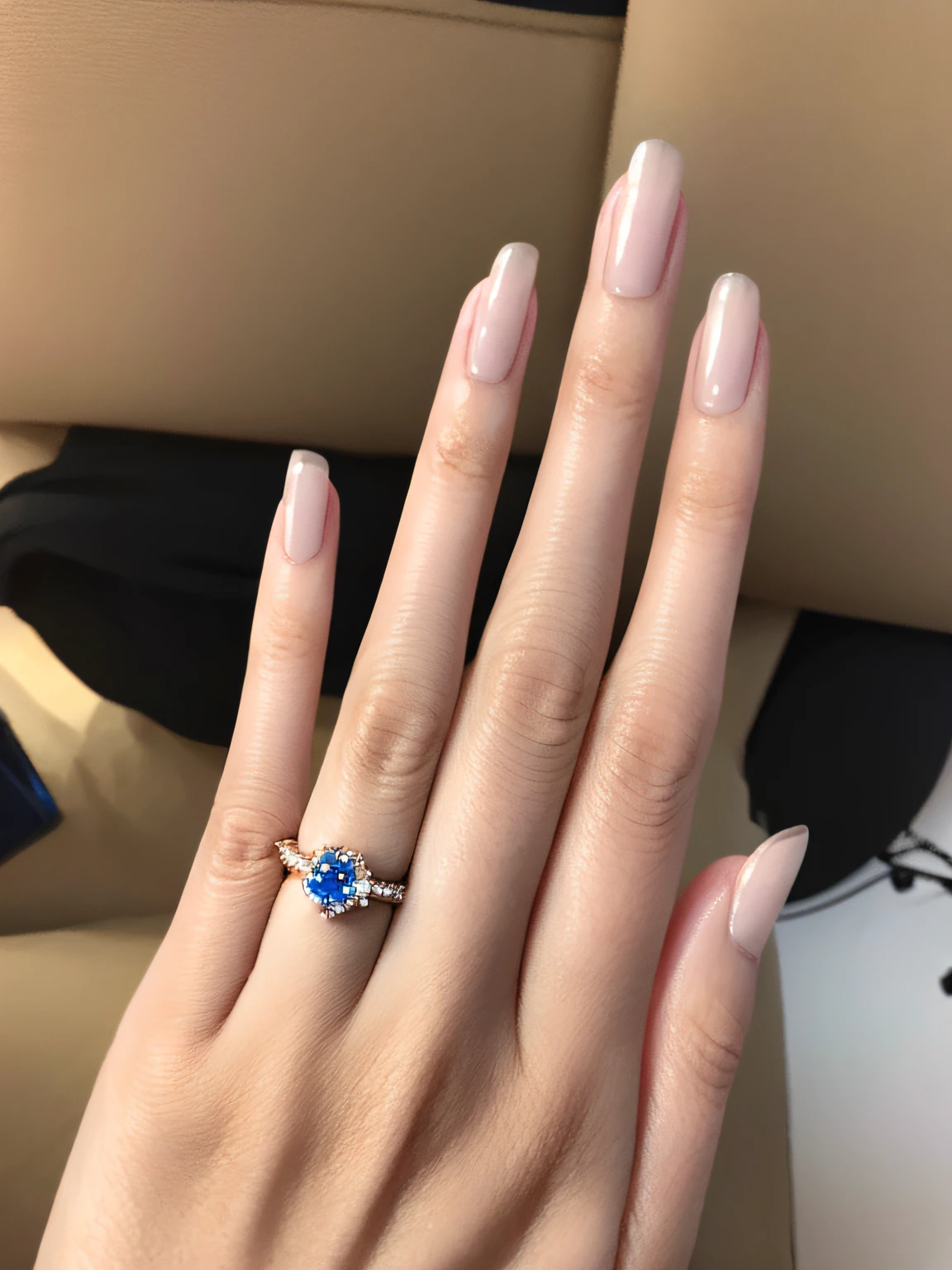 beautiful hand，Certainly５Dita、(Wear a beautiful gemstone engagement ring)