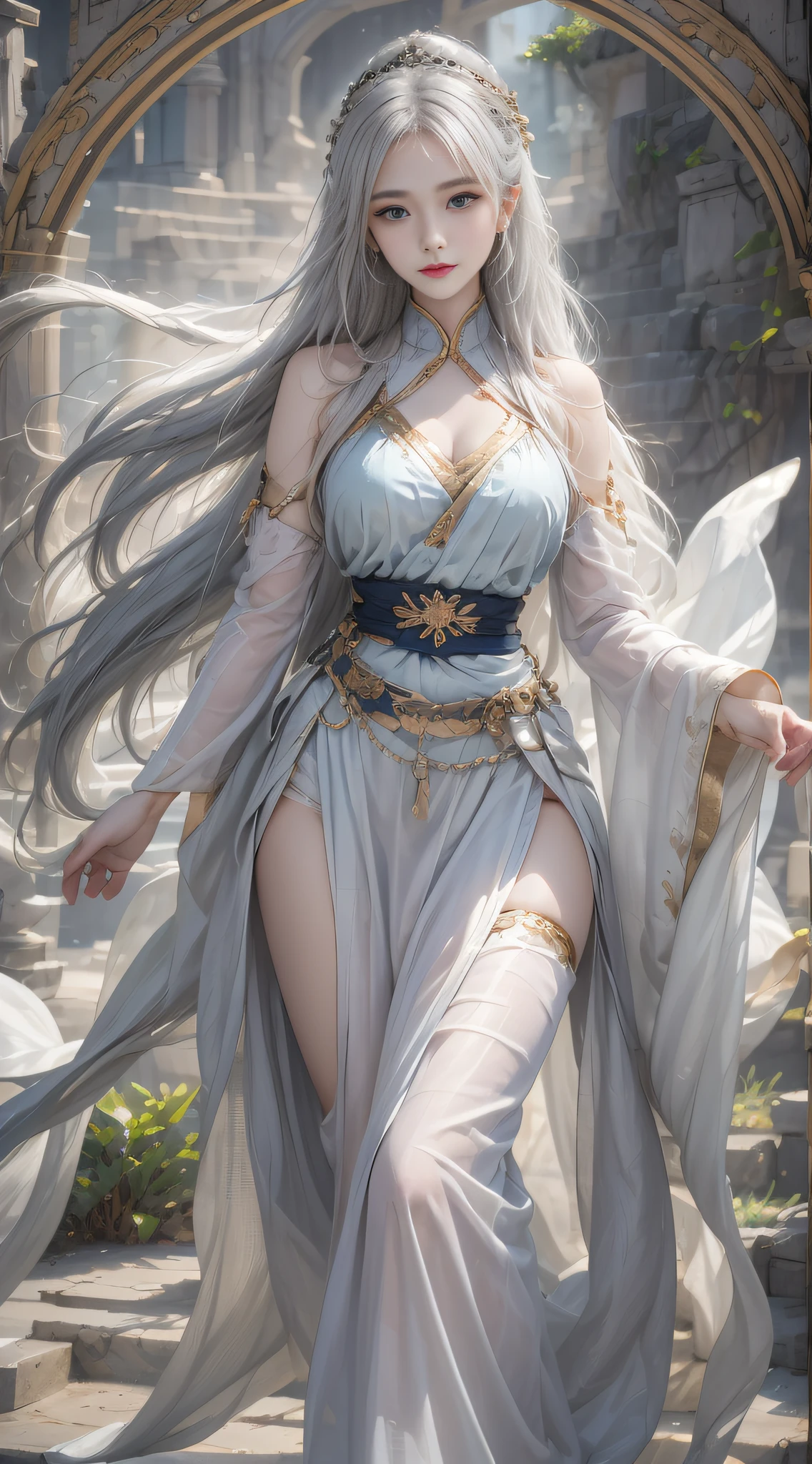 Moonlit landscape,The goddess in ancient costume dressed in Han costume is unique。Her gorgeous costumes sparkle,The skirt swayed in the breeze,It looks elegant and dynamic。There was a playful look in her eyes,It is as if you are at one with this tranquil nature。
The costume goddess wears a pair of fashionable high heels under her feet,It seems to be incompatible with her elegant temperament,But it invisibly adds a touch of mystery and sexiness。。。。。。。。。Her feet were on the bluestone slab,It's like dancing on the ground,Grace at every step。
In the moonlight,The view is more hazy and wonderful。Her figure danced in the moonlight,Fairy beauty。Her demeanor is playful and cute,It makes people want to get closer,Discover her inner secrets。
At this moment,Everything around seemed to be gone,Only this costume goddess and this beautiful landscape painting remain。She smiled,sport,All full of poetry,It's intoxicating,Can't extricate yourself。