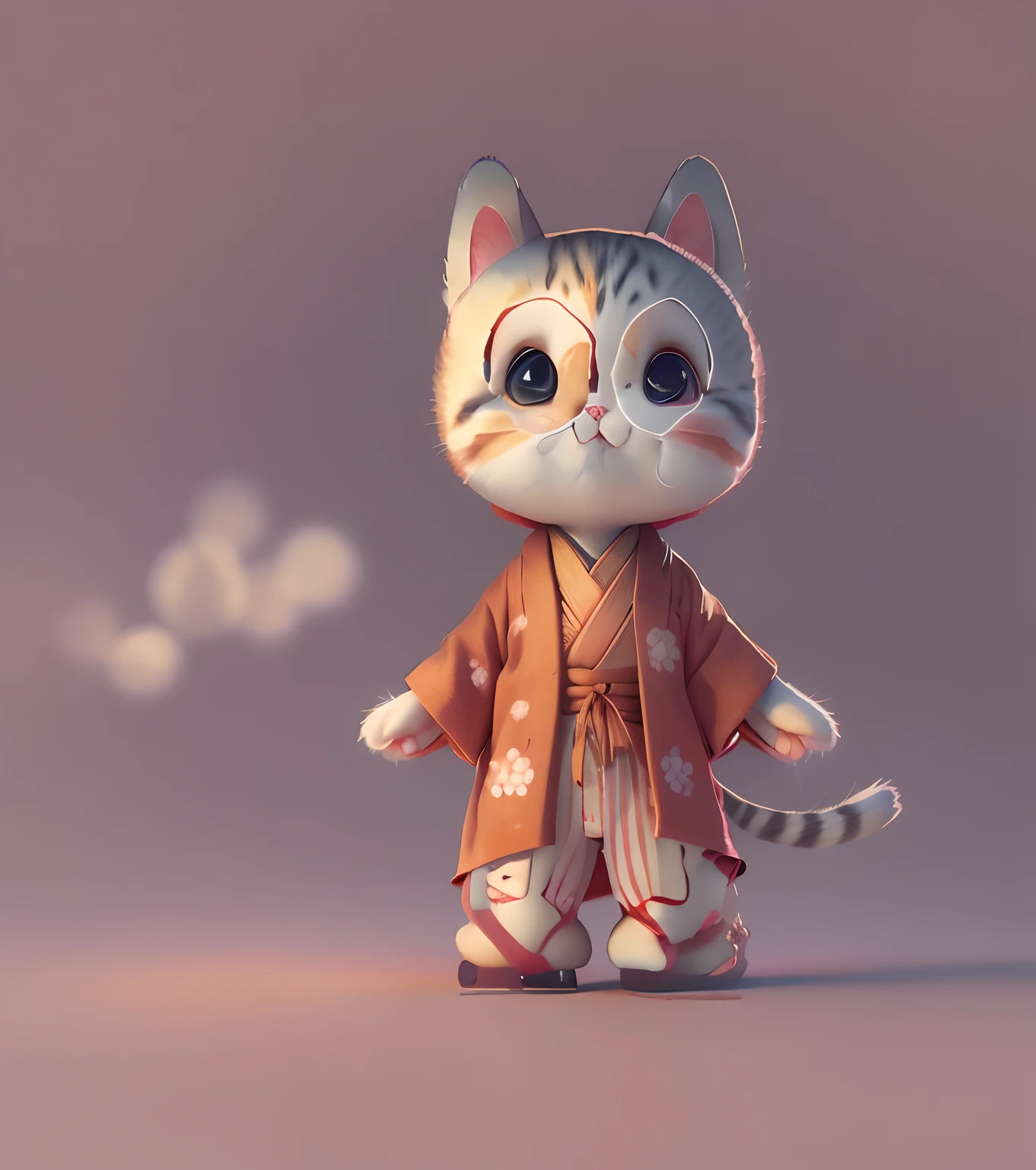 cat Chibi、1:1 Style、kawaii、wearing kimonos👘