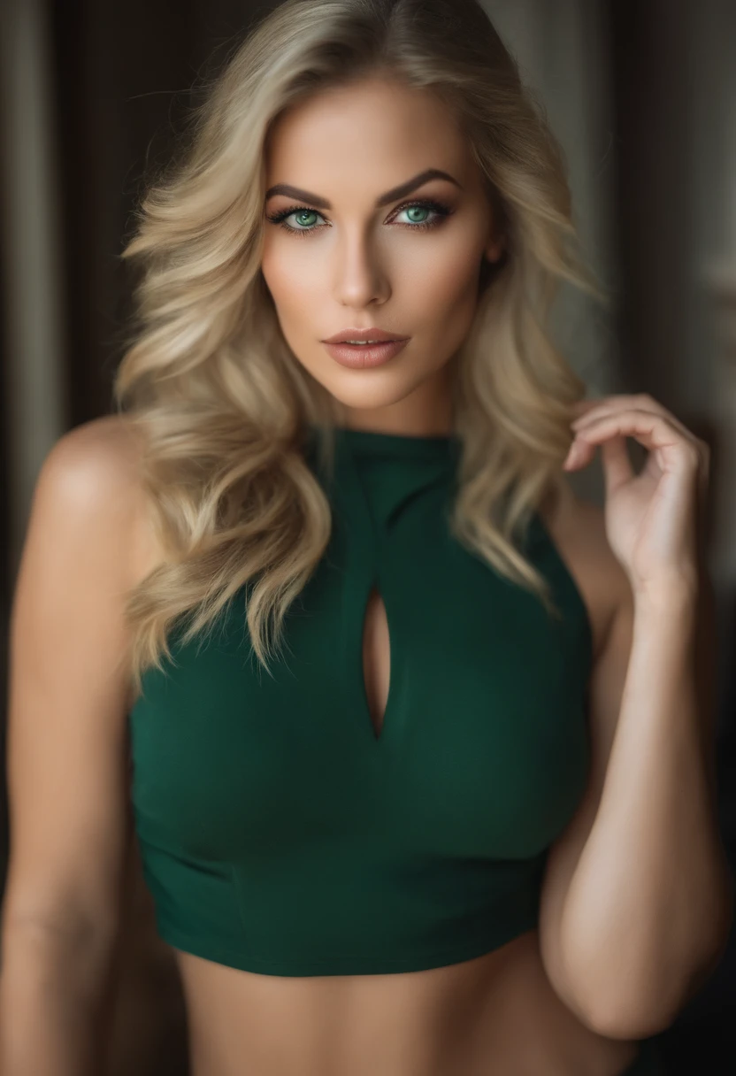 fille sexy aux yeux vert, cheveux blonds et grands yeux, naturel, Look directly into the camera, Visage avec Artgram, dezentes Maquillage, Superbe photo du corps entier, dans la chambre, gros seins, Blonde, hispanique, arabic