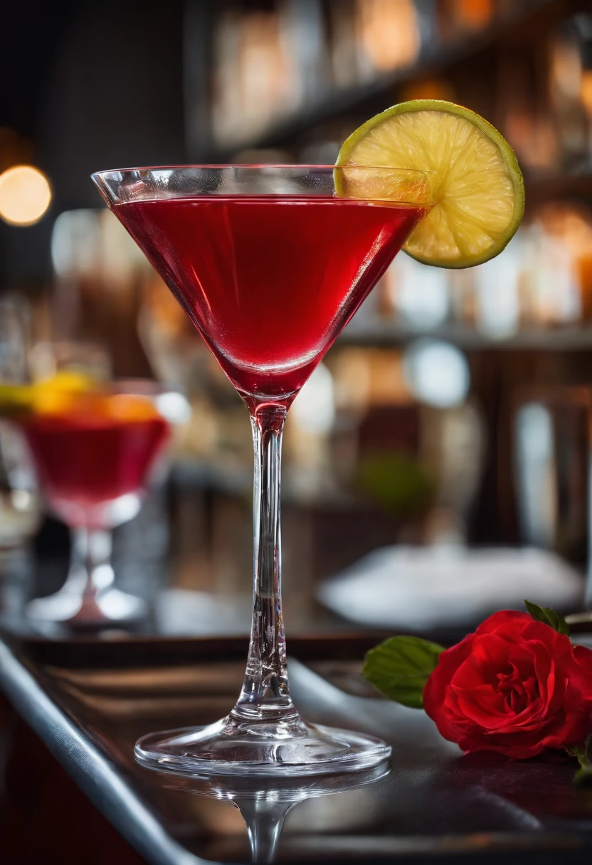 Cosmopolitan drink on the table, ((red))