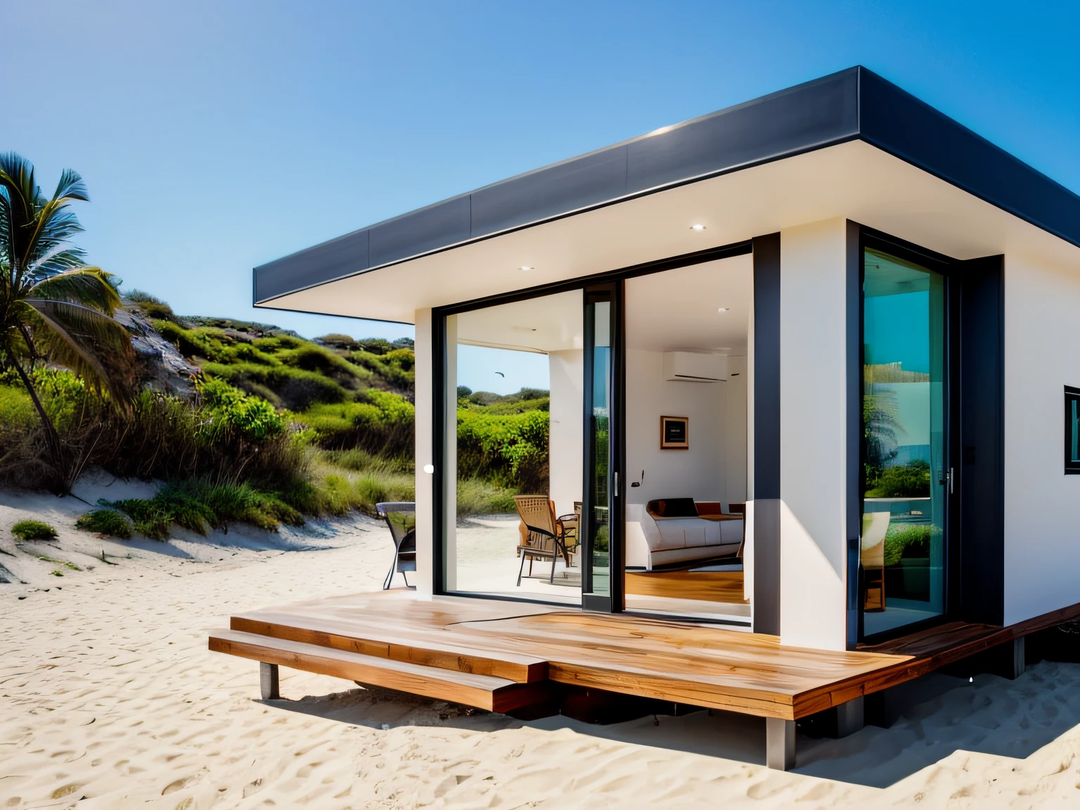 small house, beach, modern