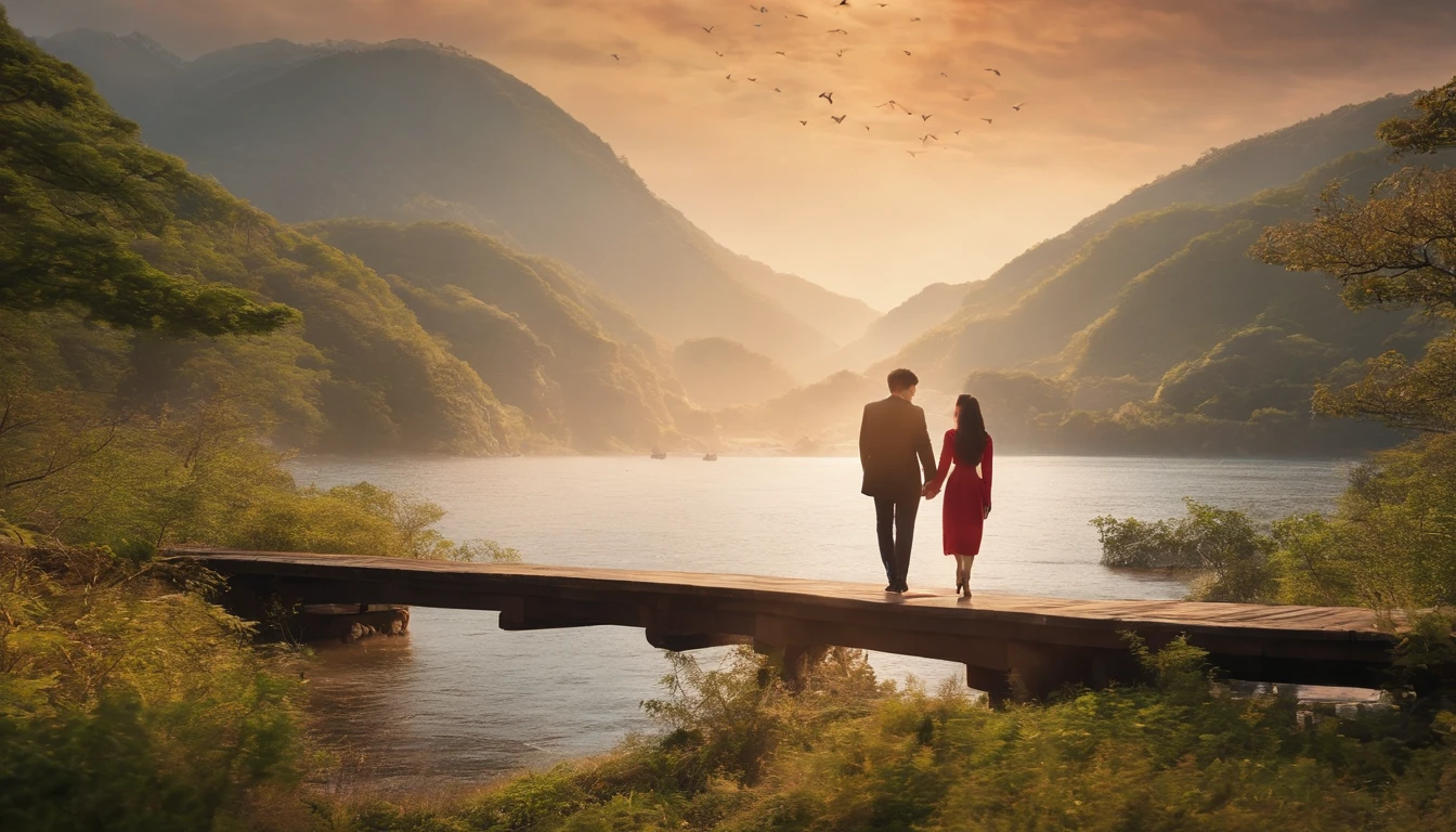 The Korean drama YouTube banner image has a minimum size of 2048 x 1152 pixels, maximum 6 MB. cinematic, fullhd, couple holding hands, scenery