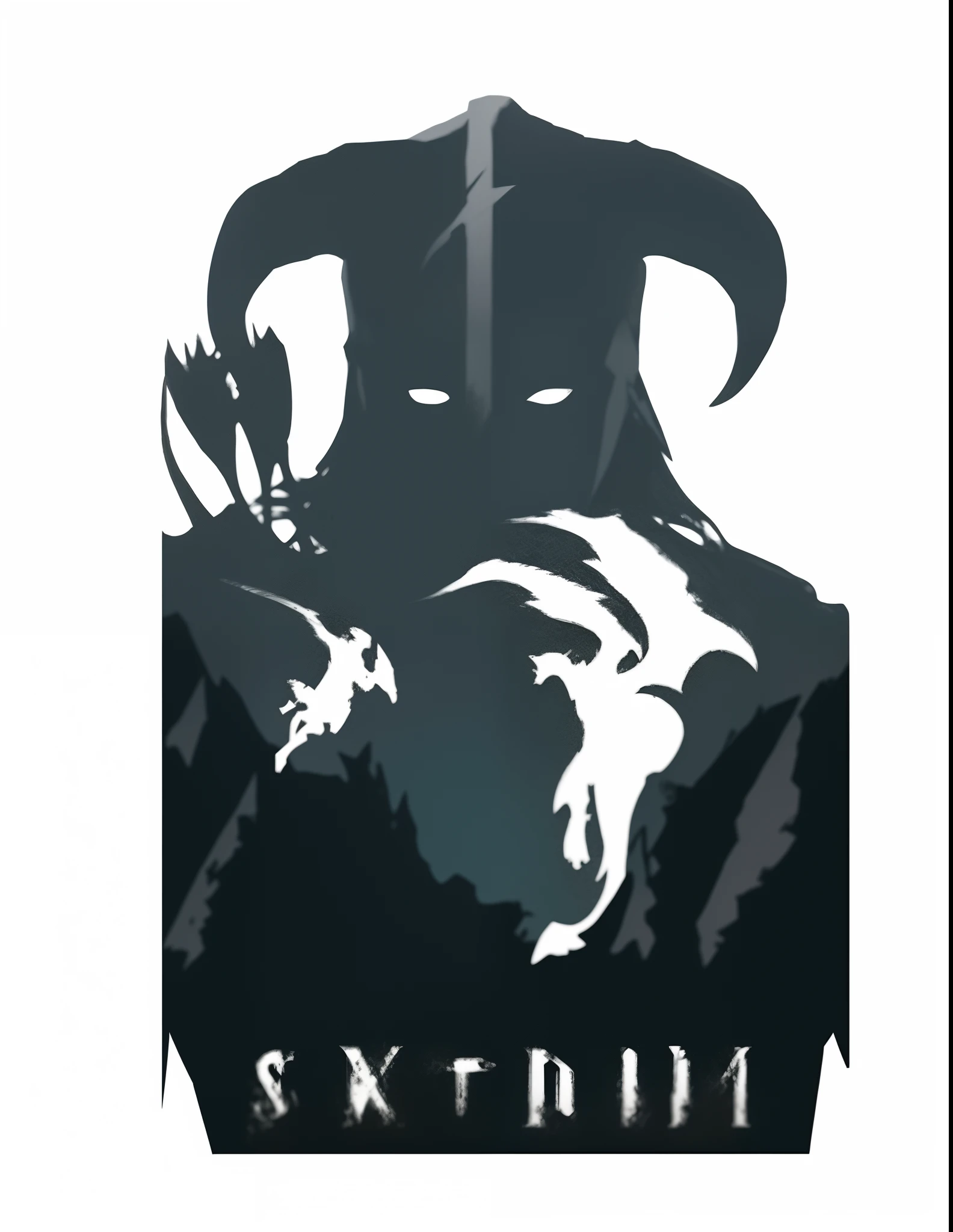 uma imagem em preto e branco de um homem com chifres e um capacete, Jogo de Scorn, Introduction Skyrim, desprezo, exofilia, por Exekias, Inspirado em Skyrim, design de foice, Skyrim, Arte Skyrim, [epics, evil album cover, Nephilim, cavaleiro do mal, Fenrir, foto de perfil do discord, Eyvind, arte epica, em Skyrim
