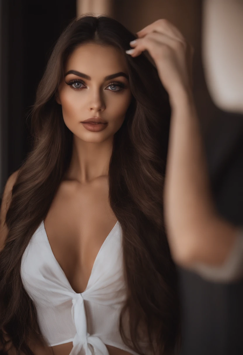 19 ansFemme arafed en body, italian fille sexy aux yeux bruns, Portrait Sophie Mudd, cheveuxbrun et grands yeux, Selfie d'une jeune femme, Les yeux dans la chambre, Violet Myers, ohne Maquillage, maquillage naturel, Look directly into the camera, Visage avec Artgram, dezentes Maquillage, Superbe photo du corps entier, dans la chambre, Fission