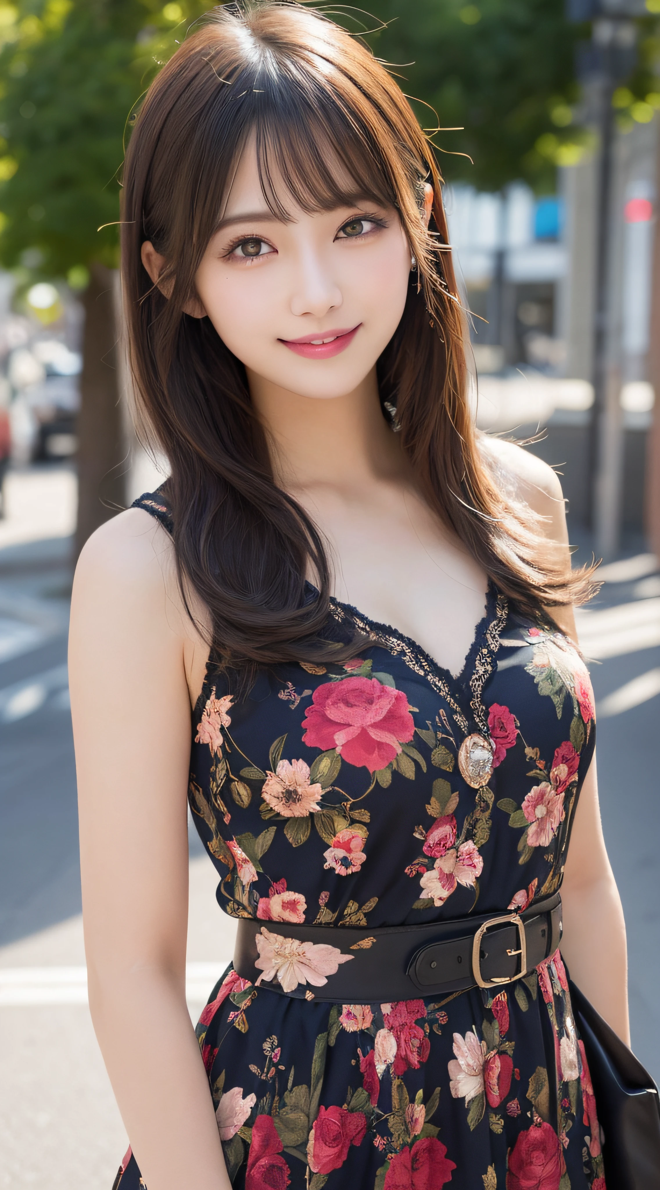 masutepiece, Best Quality, Illustration, Ultra-detailed, finely detail, hight resolution, 8K Wallpaper, Perfect dynamic composition, Beautiful detailed eyes, Women's Fashion Summer,Bob Hair,mid-chest, Natural Color Lip, Bold sexy poses,Smile,Harajuku、24-year-old girl、Cute、Sexy shot looking at camera