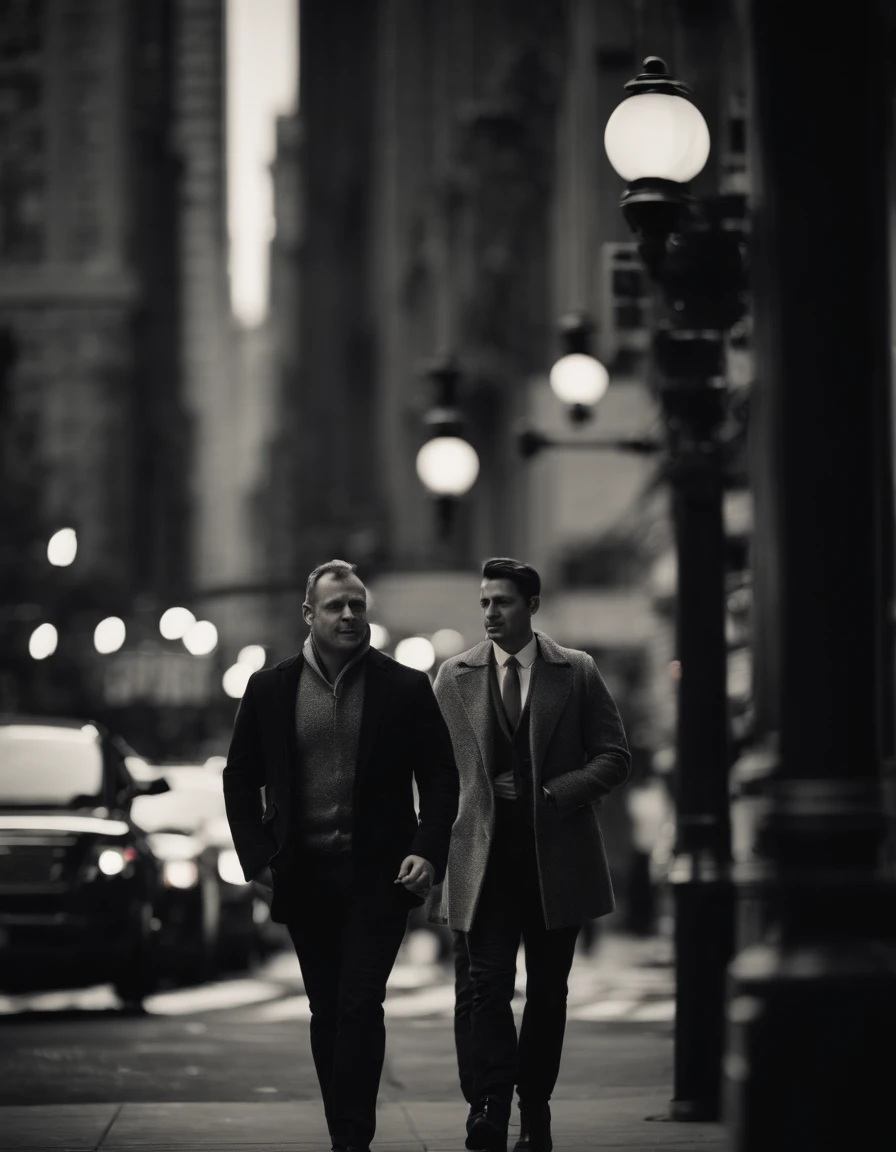 male people、New York city, walking on Street,