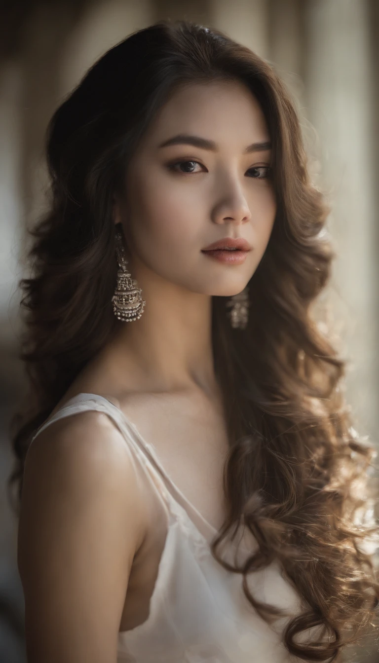 A beautiful Korean girl,Wear a sleeveless T-shirt with a crop top,Wear a pair of ultra-shorts,Wear stiletto heels,tattoo all over body,With a long ponytail,Wearing a collar