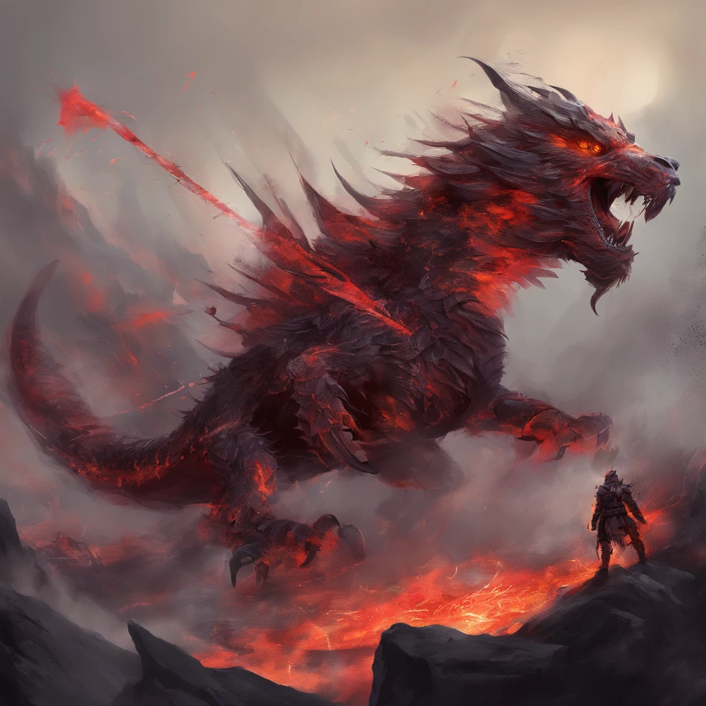 Tenryu d’or，Yeux rouges durs,Close release of blood fire from the nose,Chest scales,highly quality,8k,Many details,Laitue de feu,Alas,4 pattes,Spotted claws,Ors,Dangers,Incendies,dents pointues,Grand Dragon,immensity,menacing,imposant