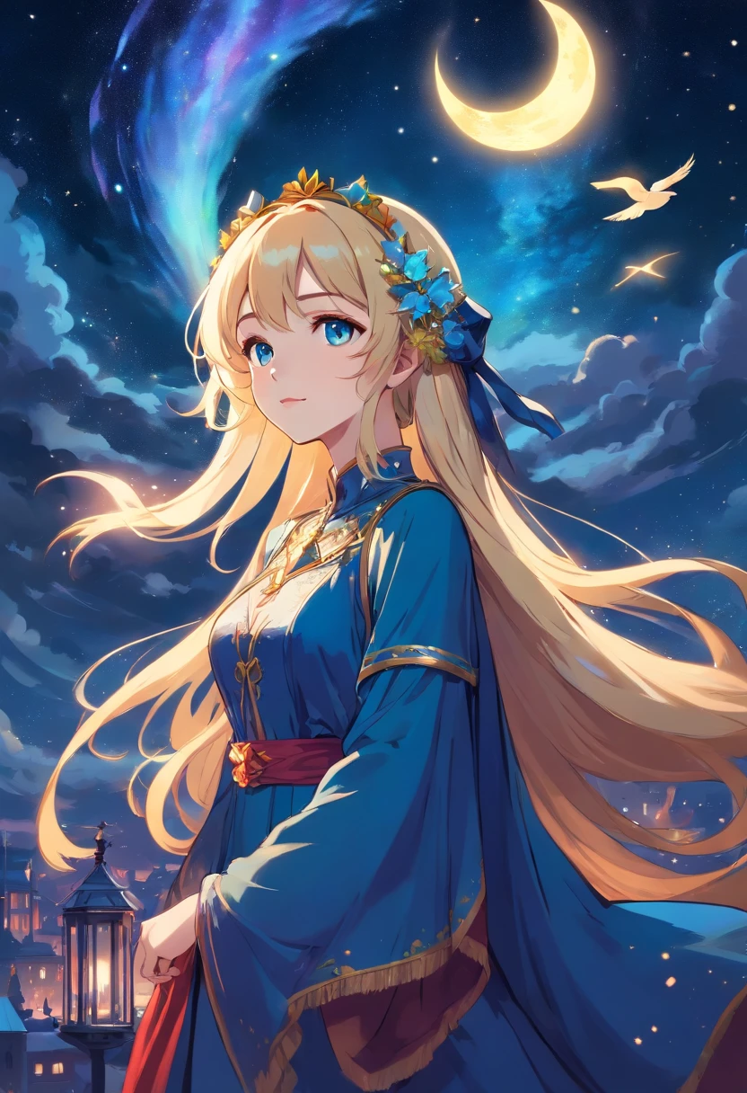 "(Masterpiece:1.2,Best quality), 1 girl, solo performance, Witch hat, Blonde flowing hair, Expose long hair, dress, aurora, Night sky, stars, mitts, sky, White gown, Night sky, Open-mouthed, Starry sky, Blue eyes, ribbon, Extremely long hair, Red dress, Charming smile, Hair ribbon, Cape, Blue hair, (Bird), magick, casting spell, Dark clouds, Night, (Impressionism:1.4), (tarot:1.3), Alphonse Mucha" Detailed tips for your generation might look like this: "(Best quality,4K,A high resolution,Masterpiece:1.2),Ultra-detailed,Realistic, sportrait, landscape, 1 girl, solo performance, A gorgeous witch hat perched on her head, Cascading blonde flowing hair, Her charming long hair fluttered freely in the air, Wear a beautiful dress that is elegantly draped over your body, Enchanting auroras that illuminate the night sky, Countless stars twinkled above her head, A pair of delicate gloves covered her hands, With celestial sky as the background, She stood in a dreamy white dress and shone in the night sky, She opened her mouth wide in awe, Be surrounded by breathtaking starry skies，Like a painting, Her piercing blue eyes sparkled like sapphires, A delicate ribbon elegantly adorns her hair, Her hair poured down her back like a waterfall, She wore a stunning red dress，Highlights her beauty, Her charming smile captivated everyone who watched it, Decorative headbands add a touch of elegance to her look, The flowing cloak rolls in the wind, Her hair was dyed a bold blue, The whole composition is a fantastic painting of flowers and birds, She performs mesmerizing magic, Cast spells gracefully and precisely, Dark clouds filled the sky, Creating a mystical atmosphere, The picturesque evenings create the perfect atmosphere for her performances, A perfect blend of impressionism and tarot card art，Inspired by the ethereal style of Alphonse Mucha."