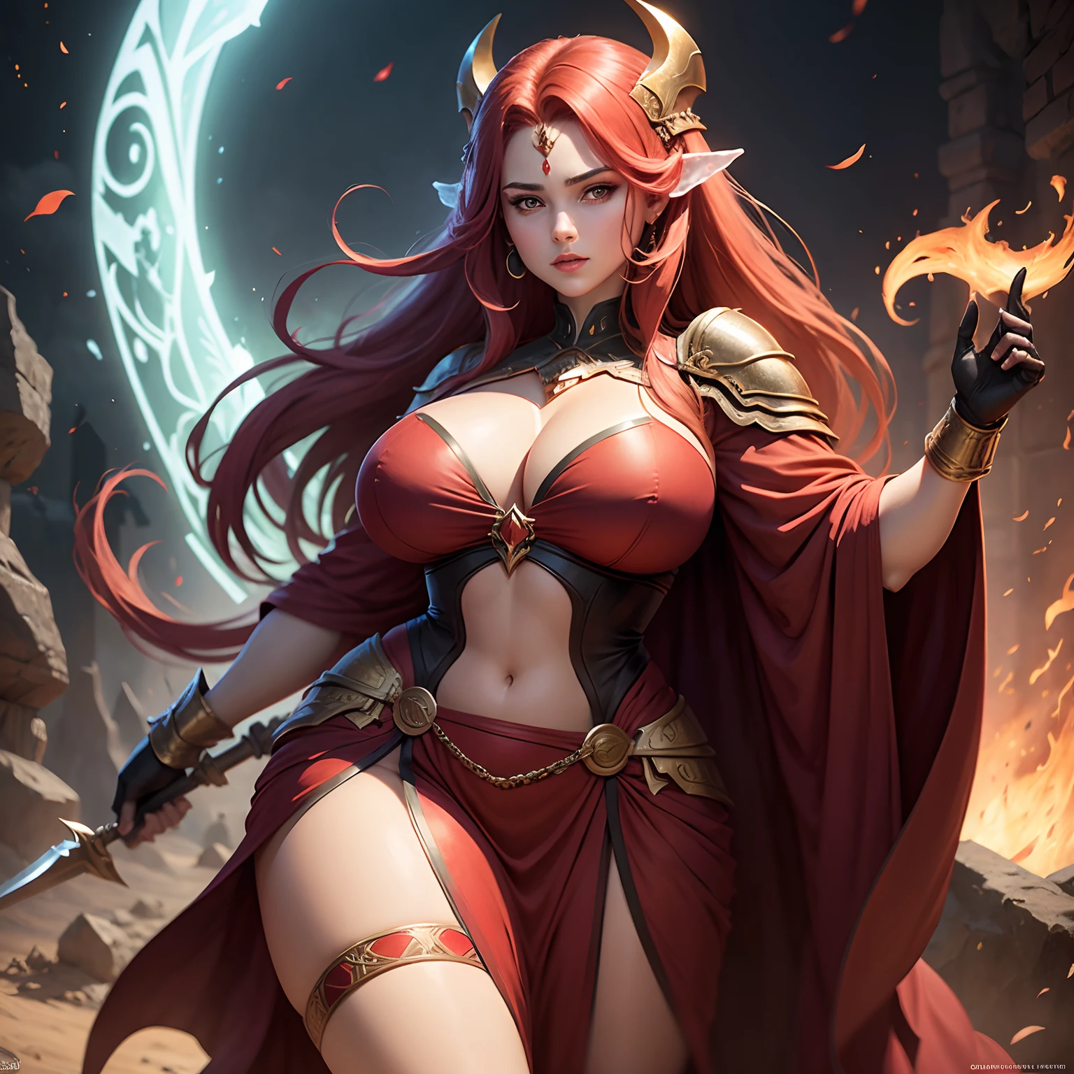 Biryil, the Goddess of Battle (Curvy)(crimson)