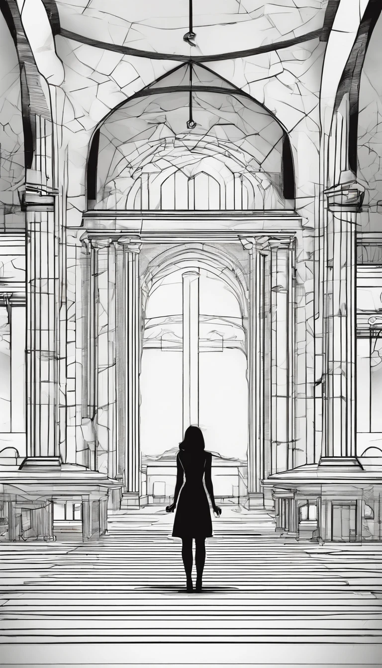 sketches of a woman in a room with a piano and a piano, sketch of a lucid dream, claustrophobic room, in a room, foreboding room, surreal drawing, room of the nameless painter, by Mirko Rački, nightmare scene, drawn in a neo - noir style, impressionist drawing, pen drawing, speed painting and scribble art, a large colorful circular object with blue lines in the middle and one circle of white, the three sexy lewd face women wearing very tight boots micro leaf bikini stand in front of a flag that says the naughty ladies empire sexy power, behind her is speech bubble, an oriental - styled drawing shows a woman standing in a circle with an woman standing on the ledge of a window sill near a city and some tall buildings in the background and buildings all around, a girl character posing on a stand in front of tables and chairs, a woman pouring something into a cup while next to an animated girl in asuka suit next to a gullible crazy girl on the sidewalk with a glowing object nearby, a woman no shirt, walking down a path to the viewer, lewd face, a drawing of a debauchery priest many cultist of aphrodite, pudica pose gesture, small cute outline, cell shaded adult animation, sketchy artstyle, lineart, clean anime outlines, full body zenkai! asuka suit, gesture drawn, holding a pudica pose, body pose!, full body drawing, realistic body proportions, full character body, full body concept, full body; front view, female full body, realistic proportions!!, entire body, with a star in the background and a spiral rough abstract sketch, sketch of a lucid dream, rough sketch, scribble sketch, detailed but rough, old sketch, impressionist drawing, sketched 4k, black ink rough sketch, inspired by Matthijs Maris, line sketch, loosely drawn, A black and white sketch of a landscape featuring two large, abstractly drawn city, and several rectangular structures. There are indistinct, looped lines possibly representing the sketch is rough with visible, overlapping lines creating an overall