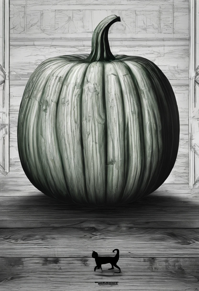 (high quality:1.2)| (masterpiece:1.2)| (detailed:1.4)| 16K| A (meticulously carved pumpkin:1.2) with an intricate design sits on a wooden surface| its inner light creating a (warm ambiance:1.3)| Beside it a (sleek black cat:1.2) with (piercing green eyes:1.3) looks curiously at the glowing masterpiece| casting a (soft silhouette:1.2) against the dimly lit room| Shot with Sony Alpha a1 and Sony FE 24-70mm f/2.8 GM lens| capturing the perfect harmony of Halloween elements