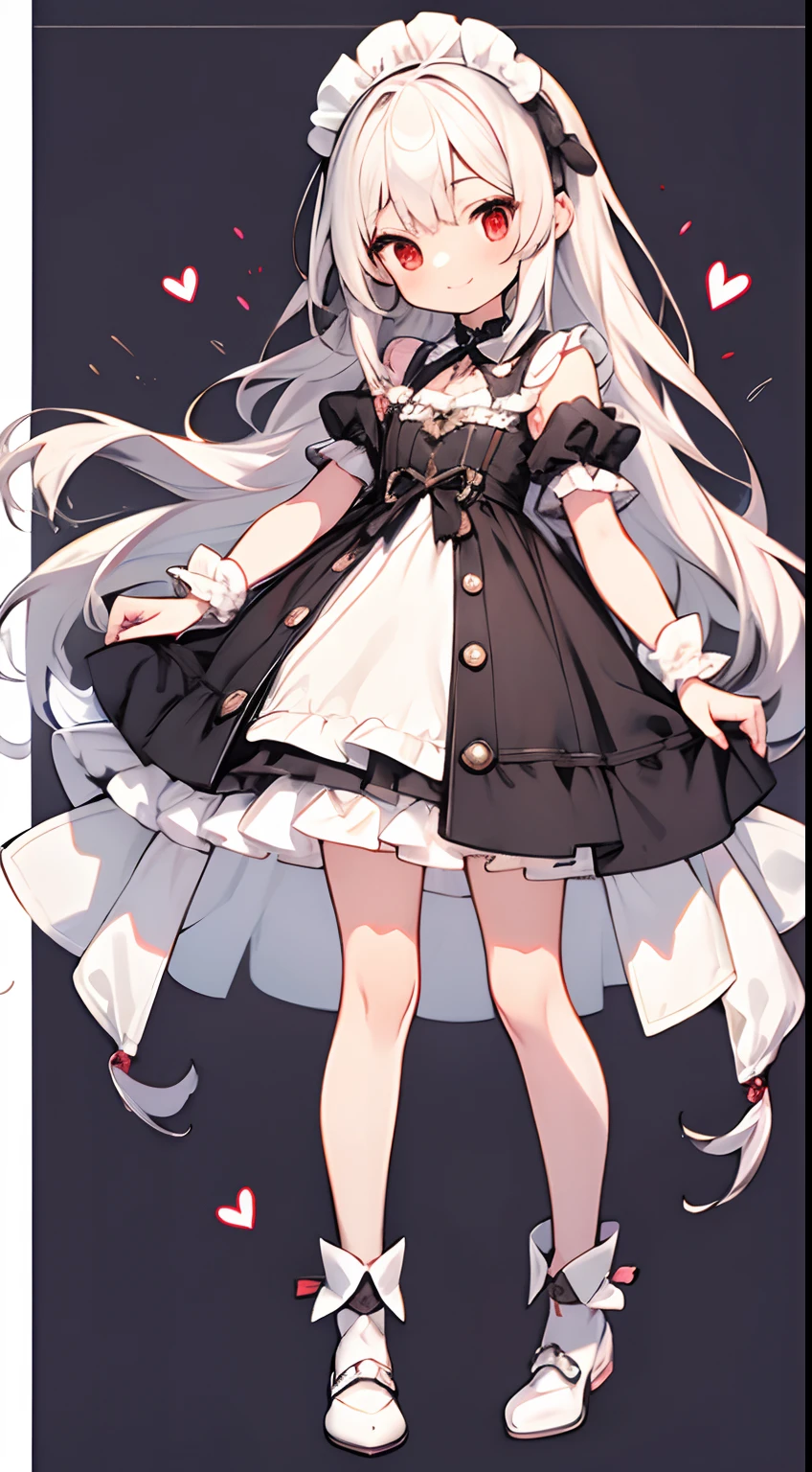 masutepiece, Best Quality, Ultra-detailed, kawaii, Cute, lovely, Extremely detailed, 4K, 8K, Best Quality, Beautiful, Anime style,Full body up, A ****************, Lori, Solo, Maids,****ta,magical ***********,Beautiful white hair,Beautiful red eyes, Beautiful eyes,Yumekawa,White-skinned,Fluffy long hair,  slim, slender, Smile