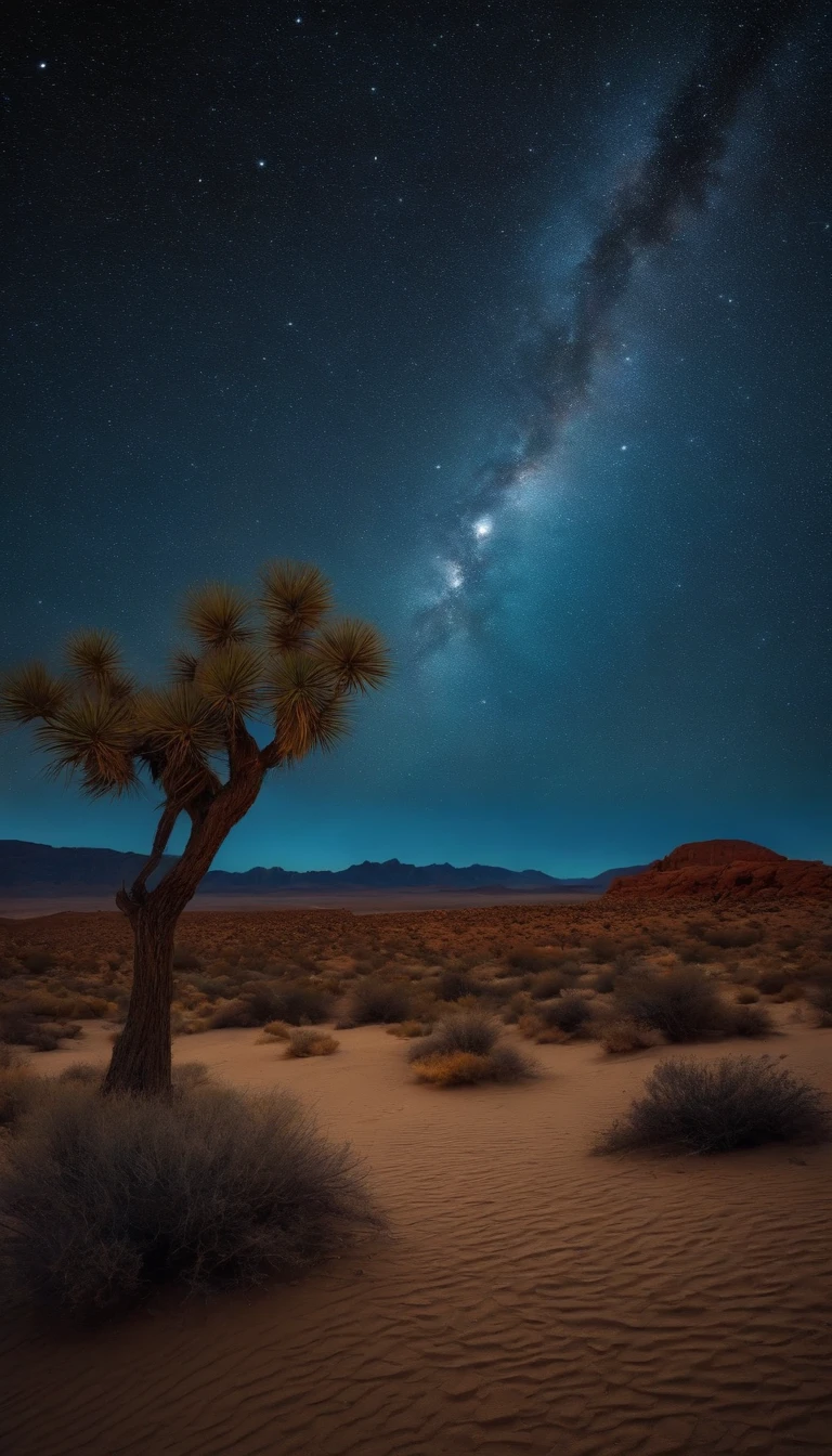 breath taking,Van Gogh-style starry sky in the quaint night sky,Calm desert,Spreading,