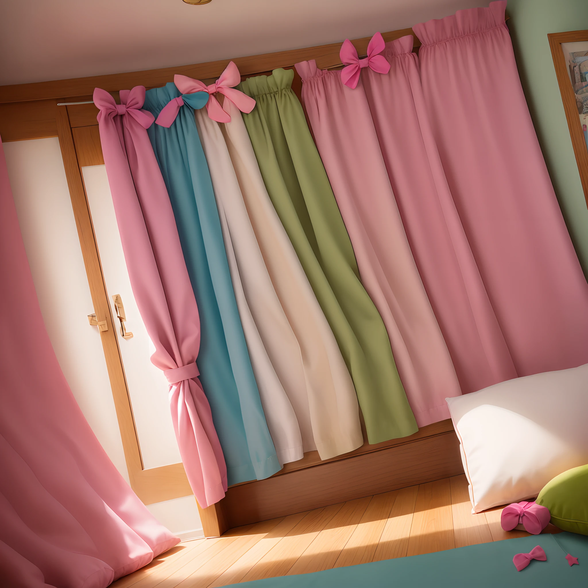 drapes bow ribbon pink there cushion girl's own room