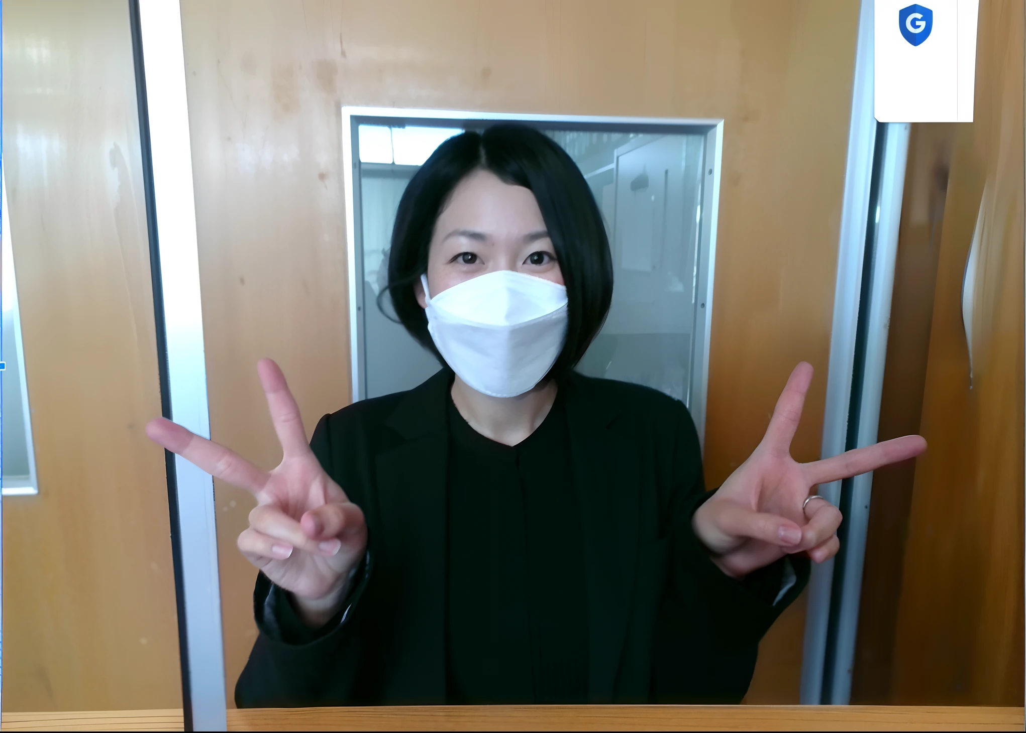 Wear a face mask、Woman making peace sign by hand, wearing a mask, chiho, tsutomo nihie, wearing all black mempo mask, eiko ishioka, Chiho Ashima, Shiori Teshirogi, by Oka Yasutomo, Sui Ishida, harumi, blog-photo, with kitsune mask, wearing noh theatre mask、barechested、realisitic