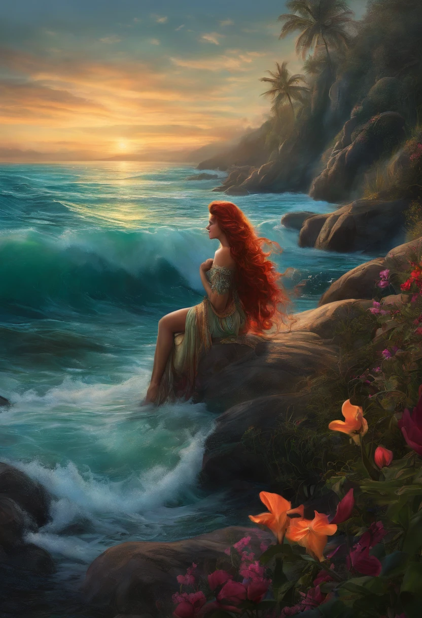 (masterpiece:1.4), (best quality:1.4), extremely detailed, intricate, hyper-detailed, illustration, soft lighting, Disney Princess Little Mermaid watching over her water empire on a moonlit night ,Prinsess totally naked, masterpiece, art work. (perfect_face), dramatic lighting, 4k, detailed_background, caustics, full_body, digital_illustration