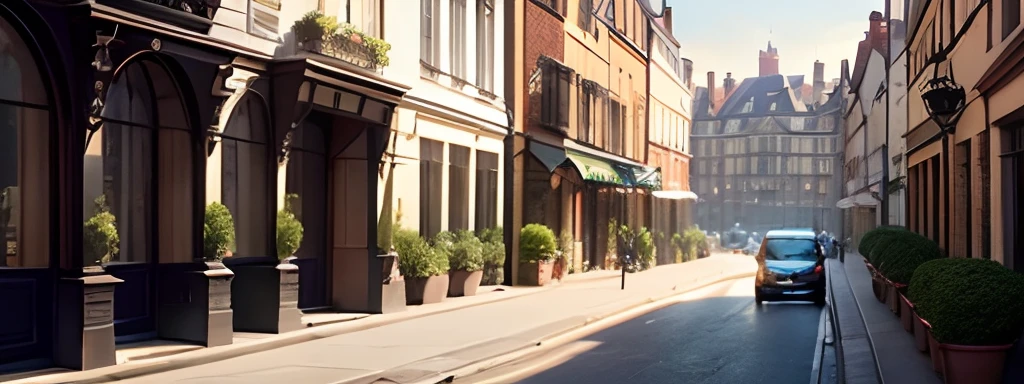 the Spirit of a British Gentleman, Urban Strolls, Stylish Landscapes, High-Quality Luxury, modern, Elegant cafes