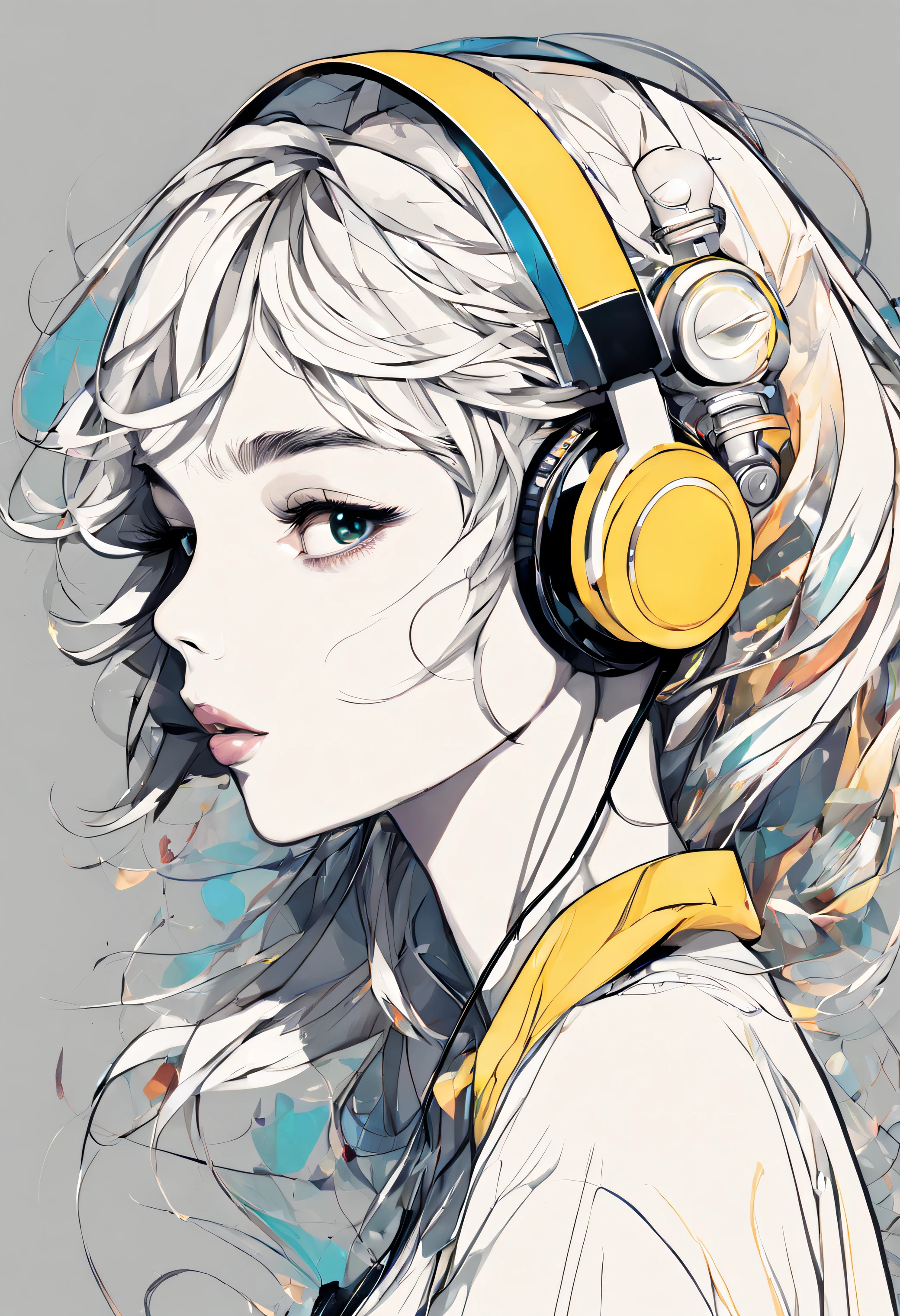 image、Convoluted、Design drawings、Beauty wearing headphones