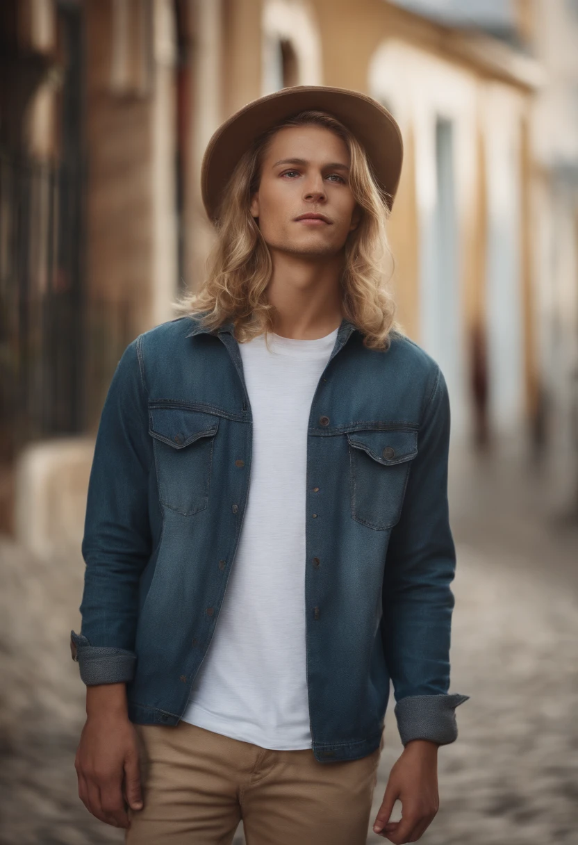 full body portrait, blonde boy, (((round face))), name Abel, short hair, age 21, good healthy, realistic skin, running on beautiful sea beach , no blurry background, long shot, 4k image. Ultra realistic image,