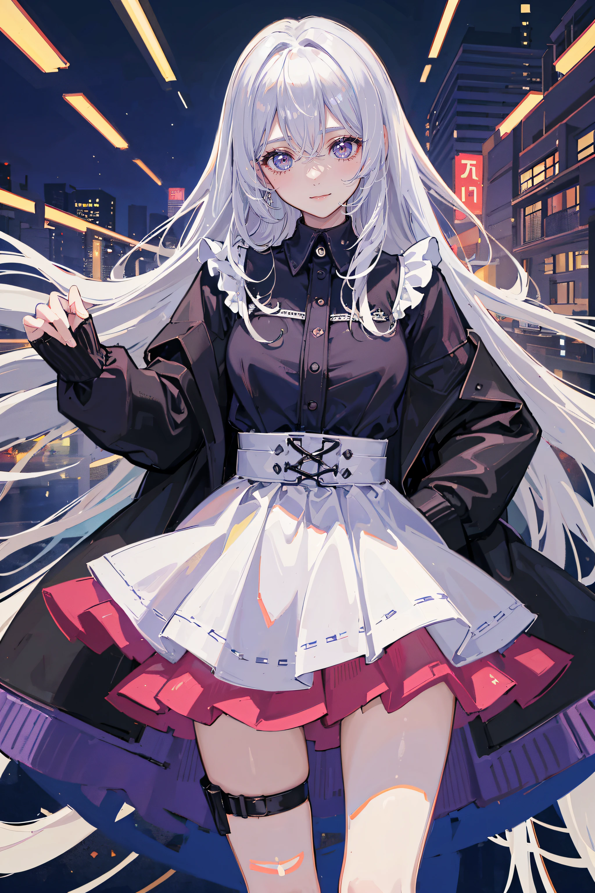 ((Currently, a cute and beautiful woman is changing her underwear)), ((22-year-old beauty)), ((embarrassed smile)), ((luscious long hair)), ((miniskirt)), (( Gradient Eyes)), ((Background is a city night view)), Attractive Makeup, Scenery, NFSW, UHD, Retina, Masterpiece, Accurate, Anatomical, Scientifically Correct, Textured Skin, Super Detail, High Detailed, High Quality, Award Winning, Top Quality, High Definition, 1080P, HD, 4K, 8k, 16k