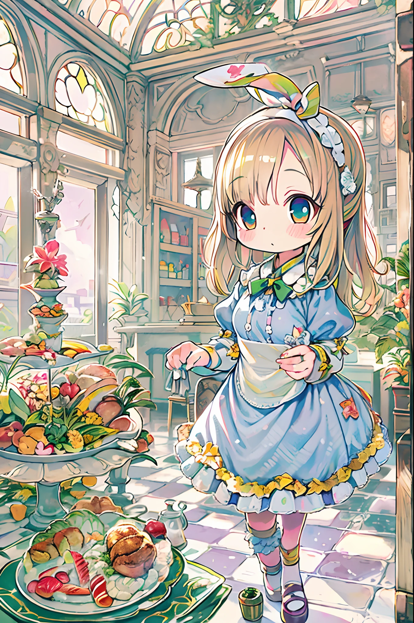 Alice \(Alice in Wonderland\),kawaii、tiny girl、Chibi、Blue Apron Dress、Katyusha